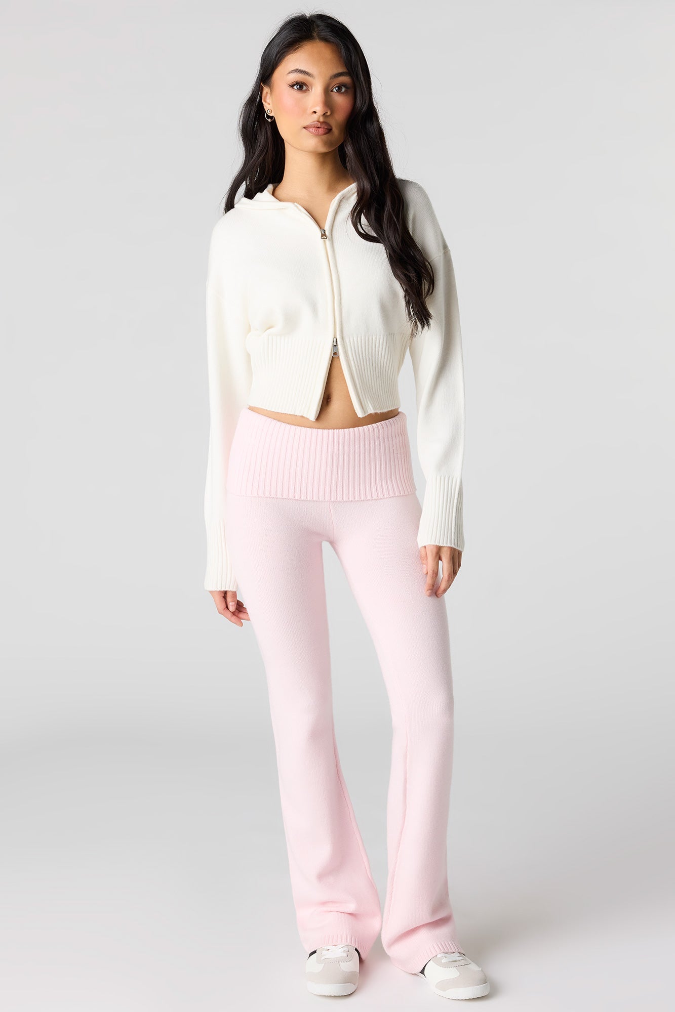 Knit Foldover Waist Flare Pant