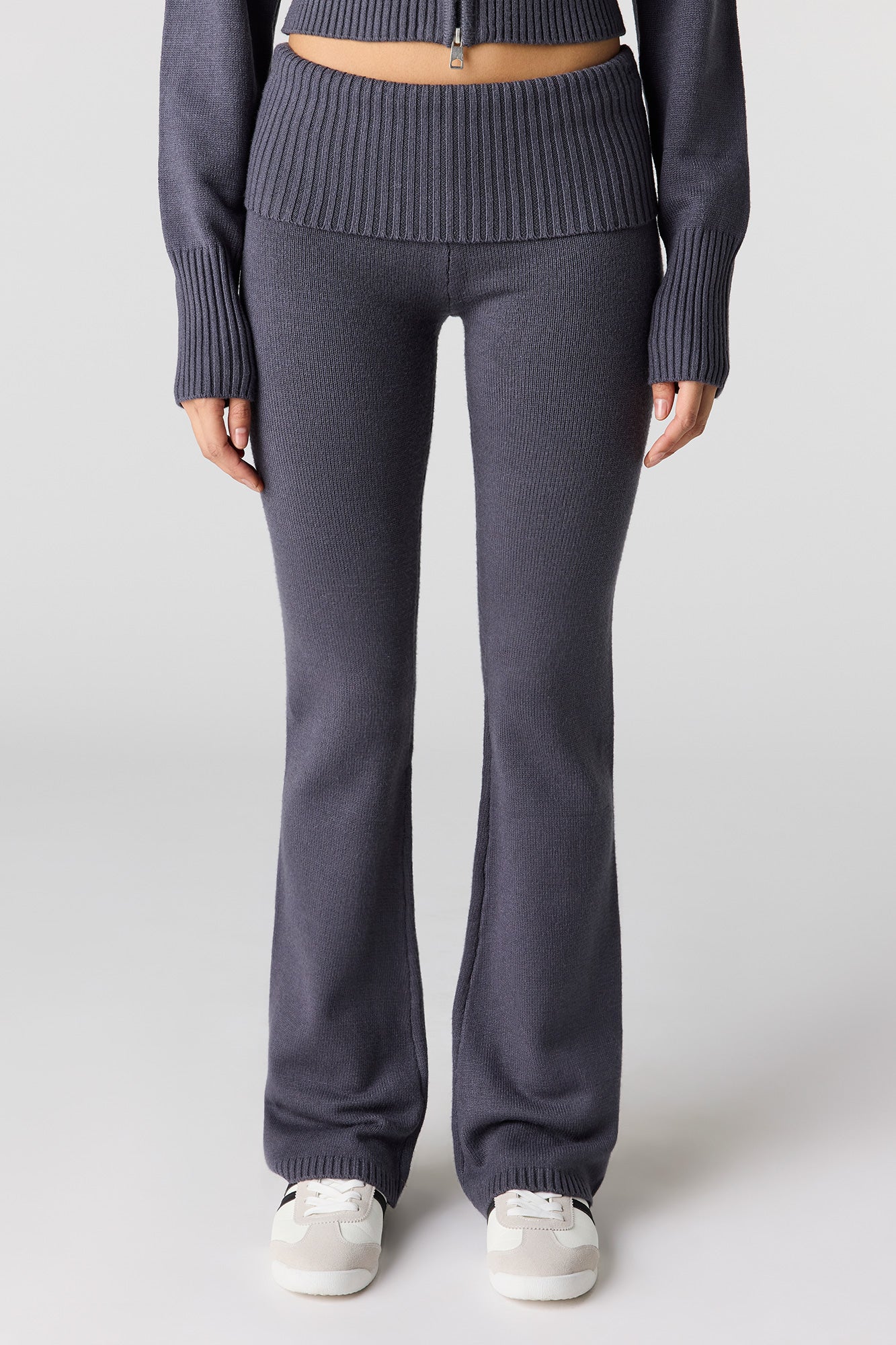 Knit Foldover Waist Flare Pant