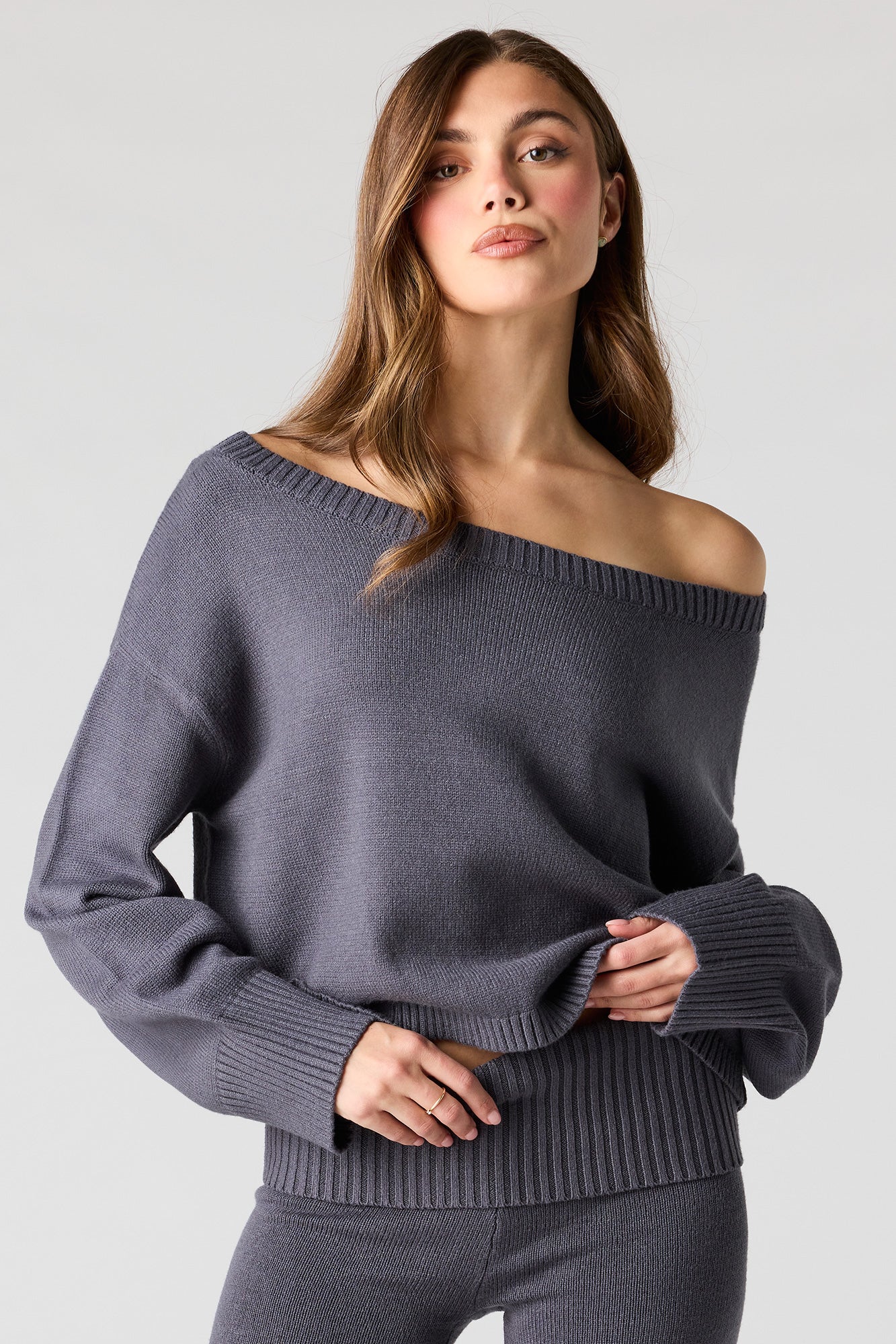 Off Shoulder Boxy Sweater