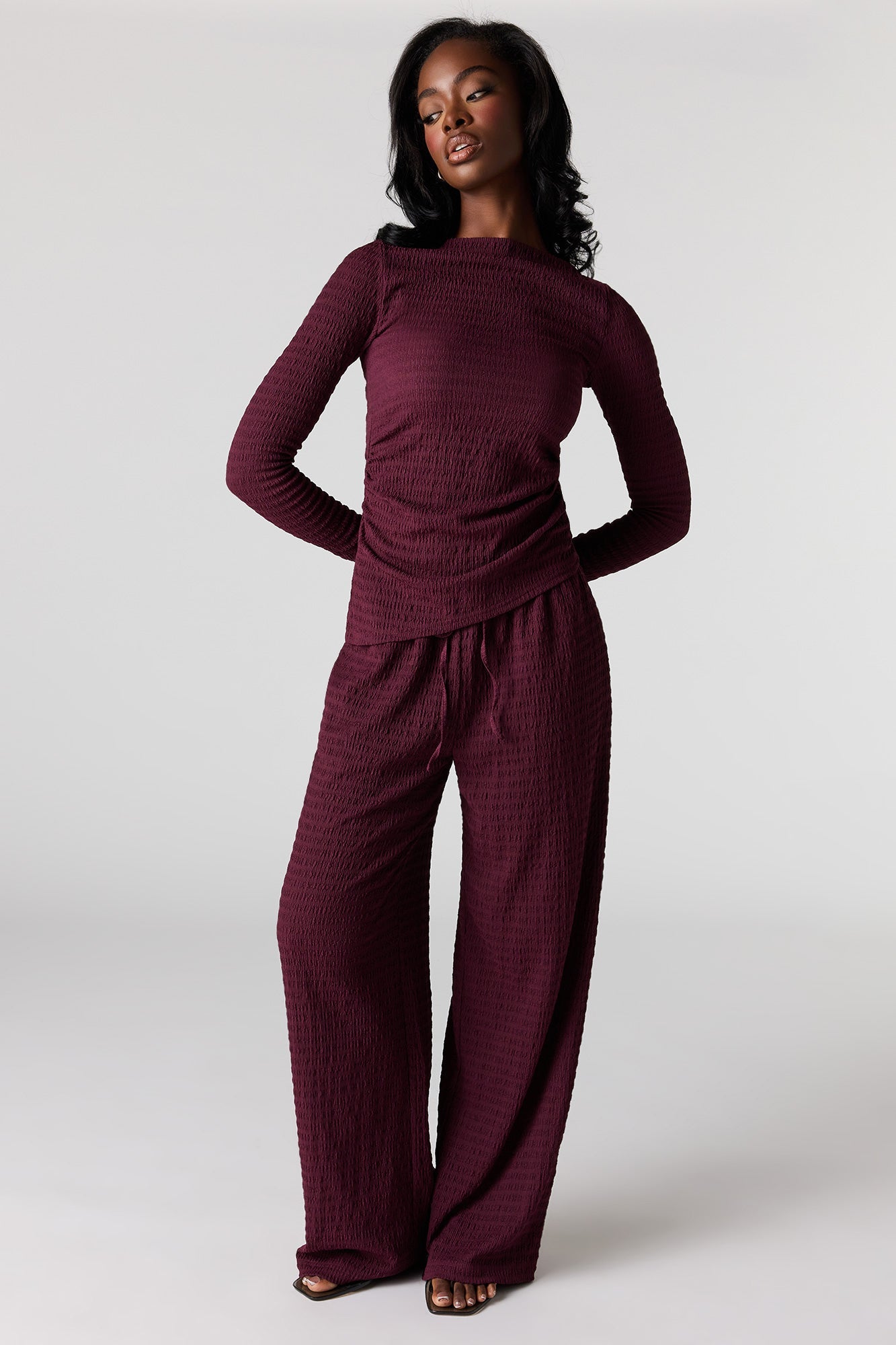 Textured Wide Leg Pant