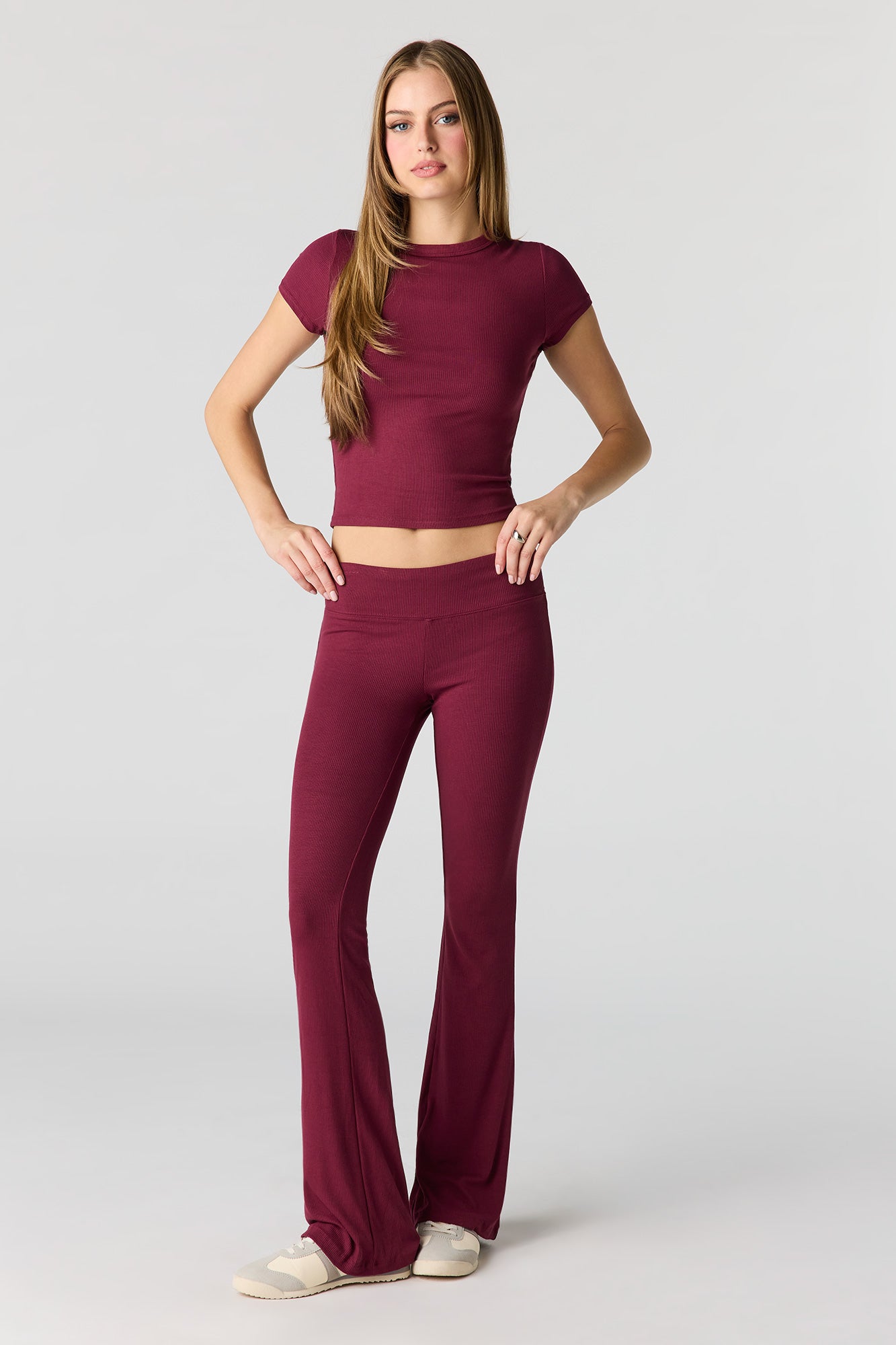 Soft Ribbed Flare Pant