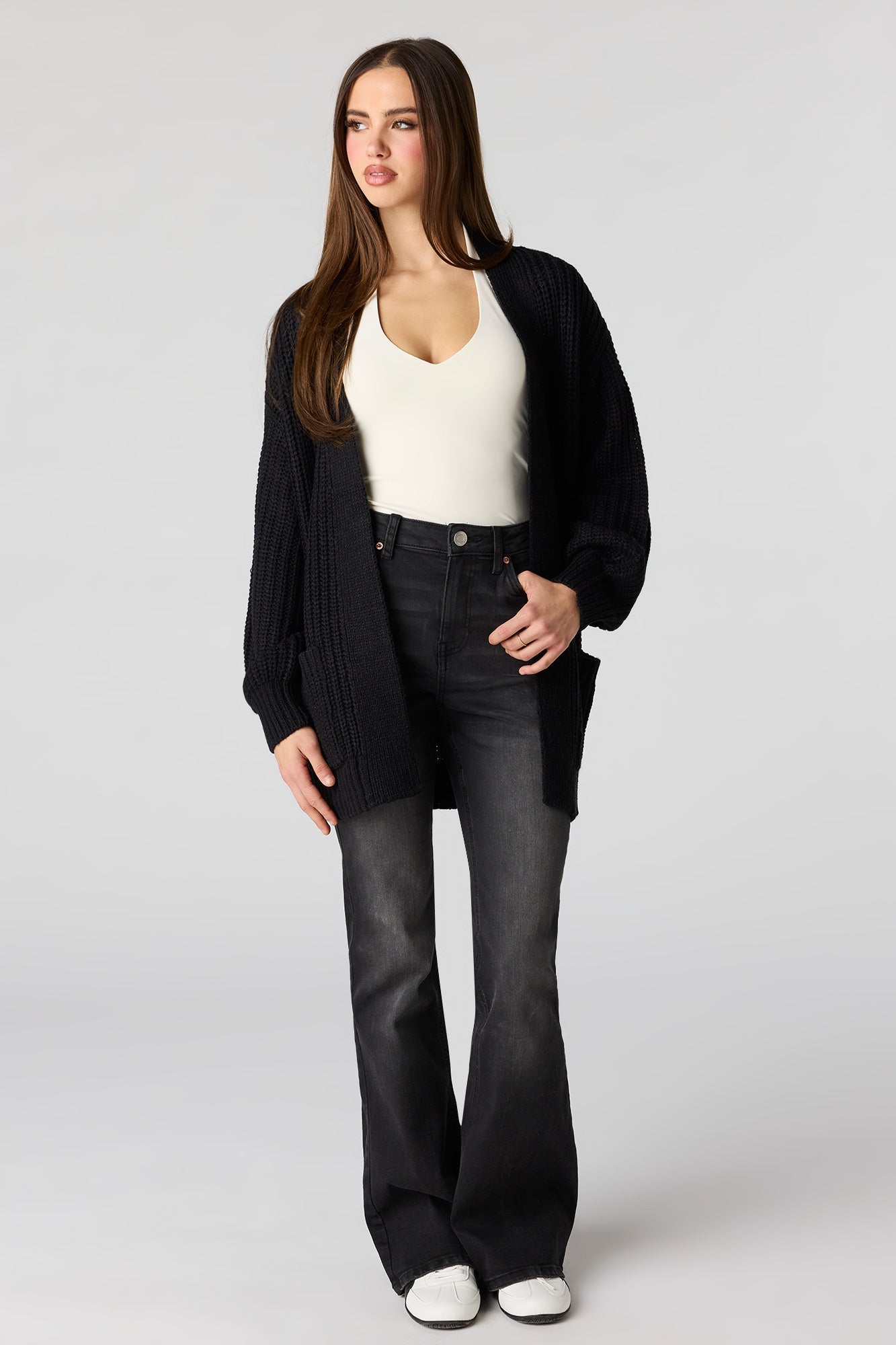 Open Front Long Cardigan