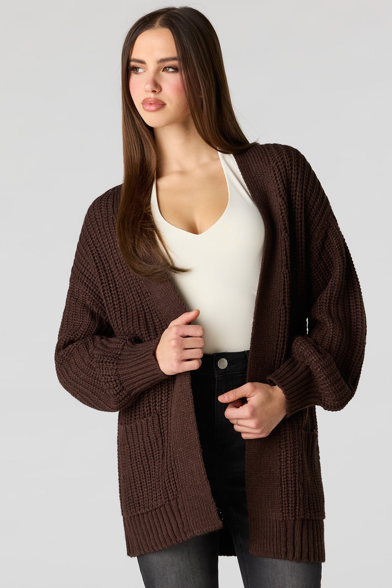 Open Front Long Cardigan