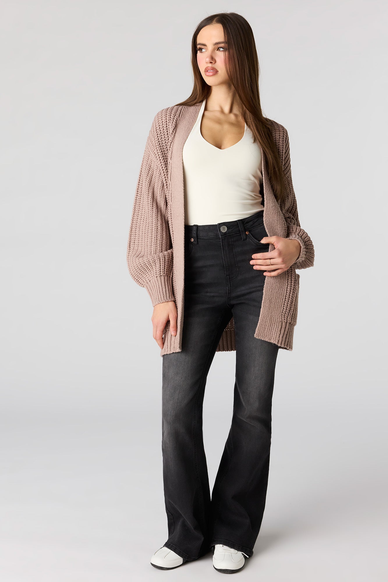 Open Front Long Cardigan