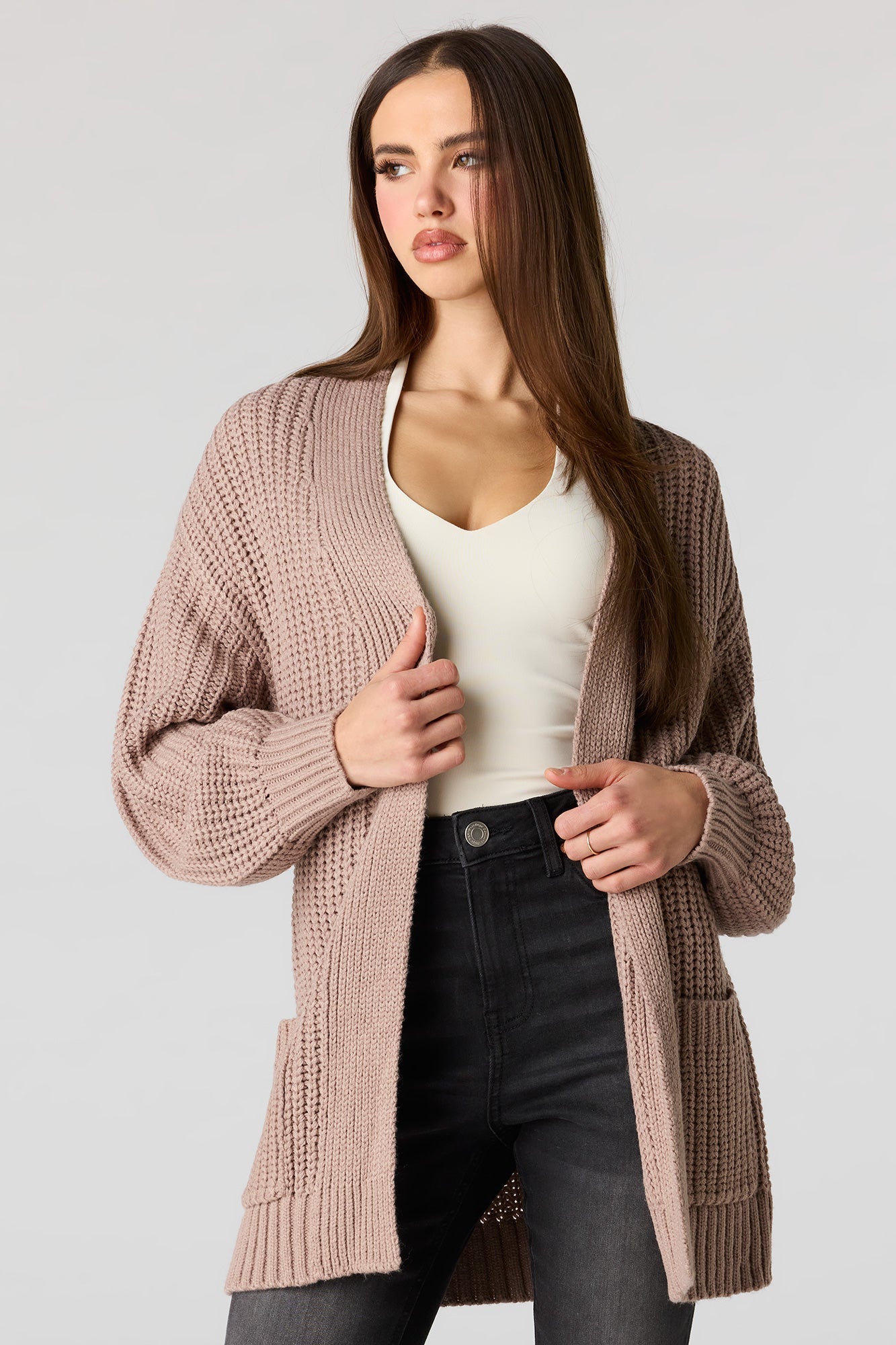 Open Front Long Cardigan