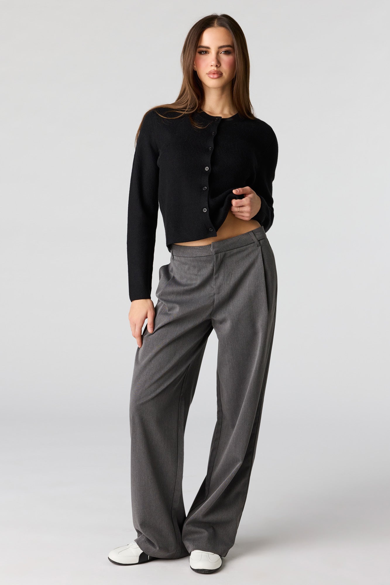 Ribbed Button Front Cardigan
