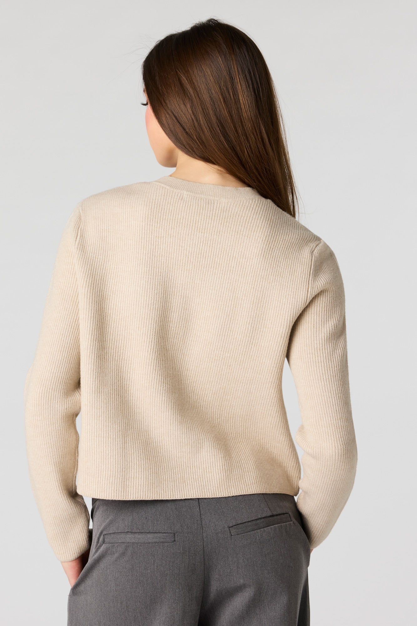 Ribbed Button Front Cardigan