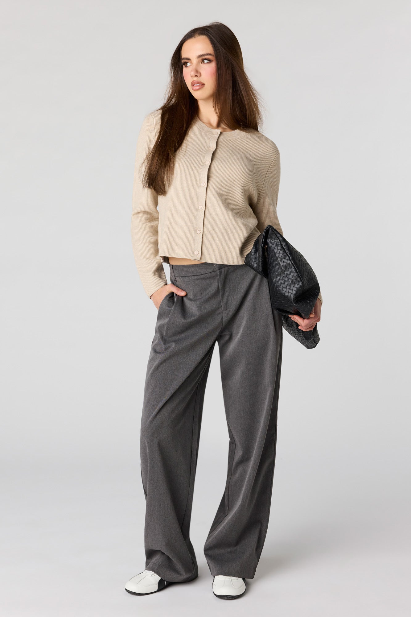 Ribbed Button Front Cardigan