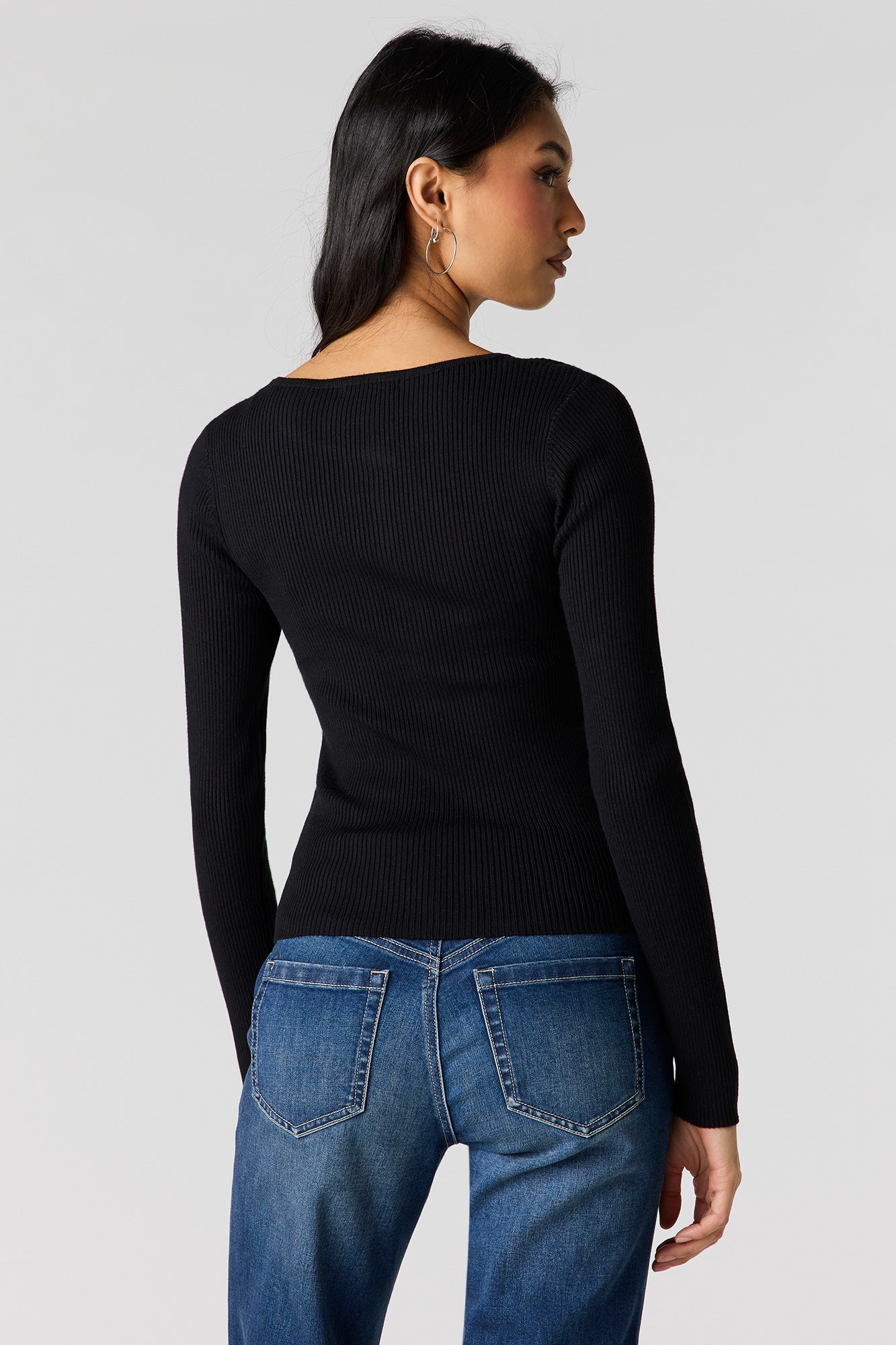 Ribbed Knit Button Front Cardigan
