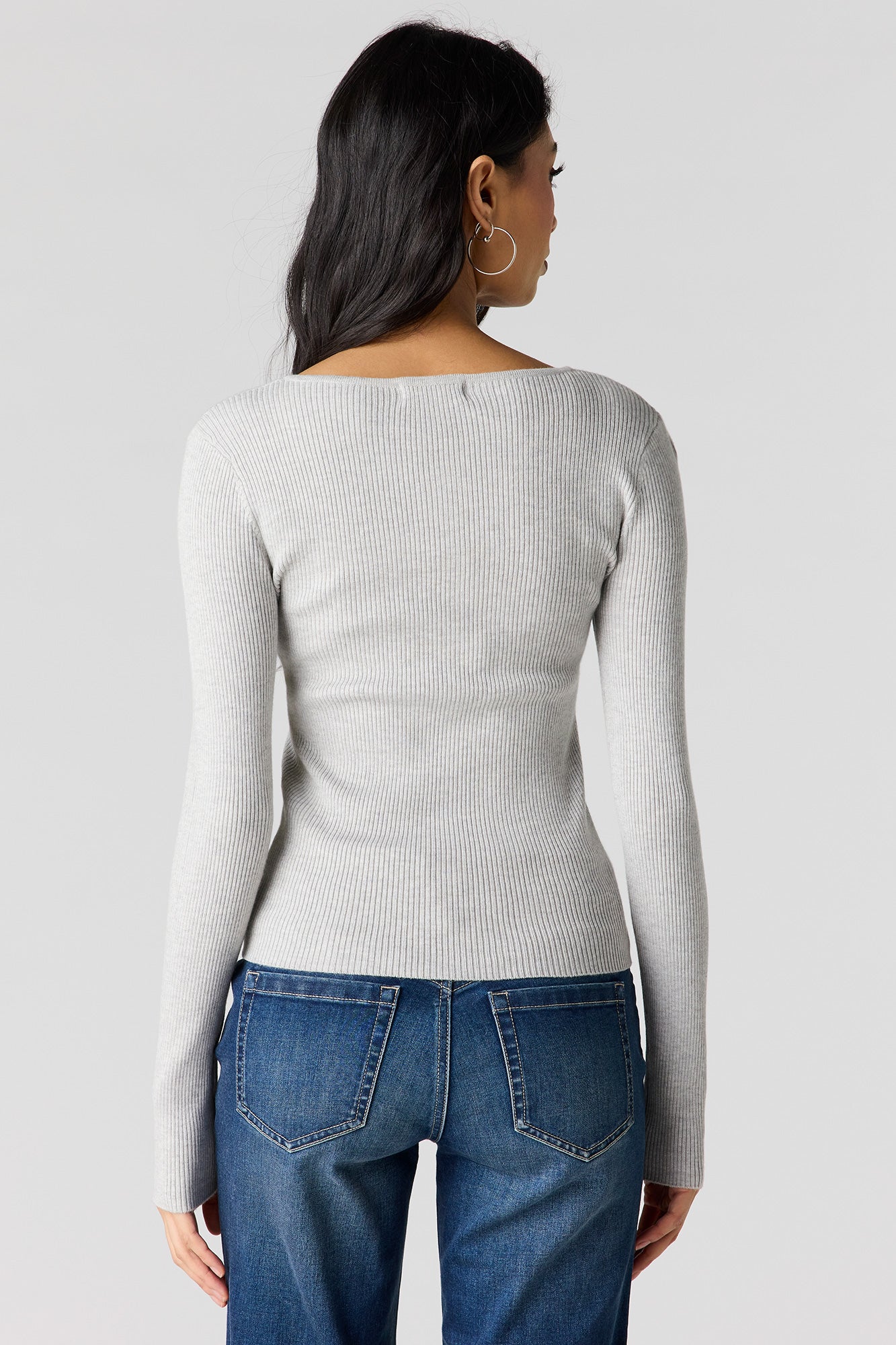Ribbed Knit Button Front Cardigan