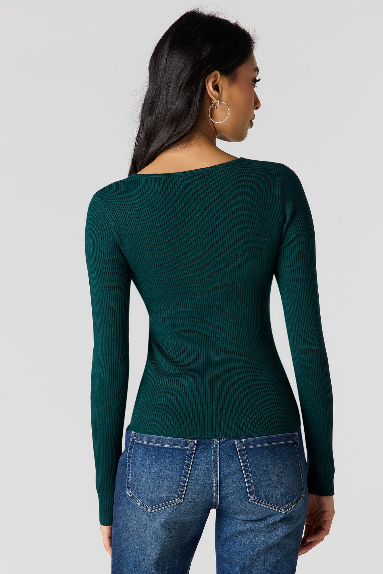 Ribbed Knit Button Front Cardigan