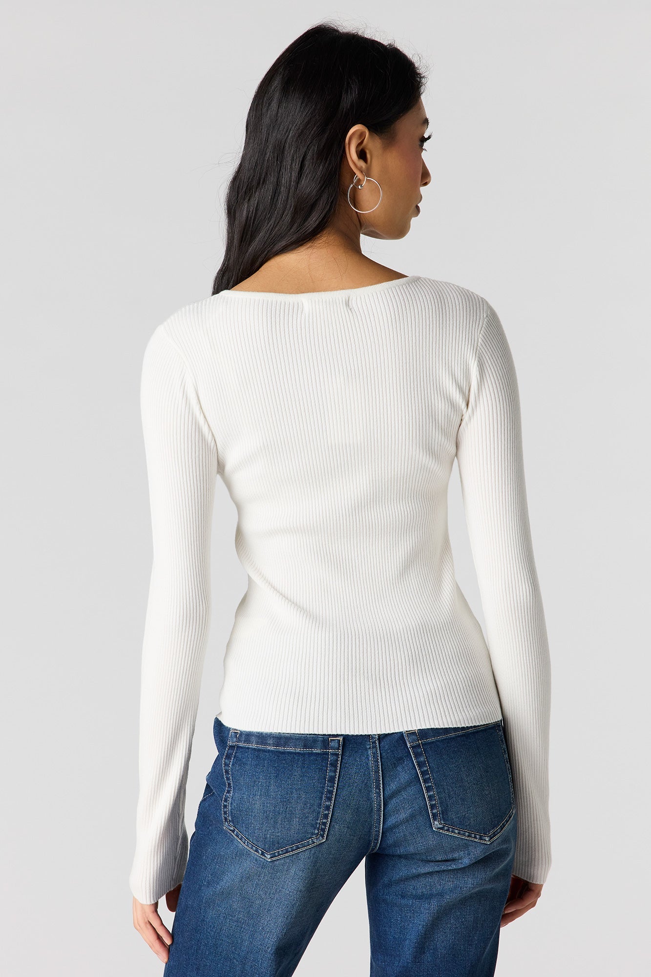 Ribbed Knit Button Front Cardigan