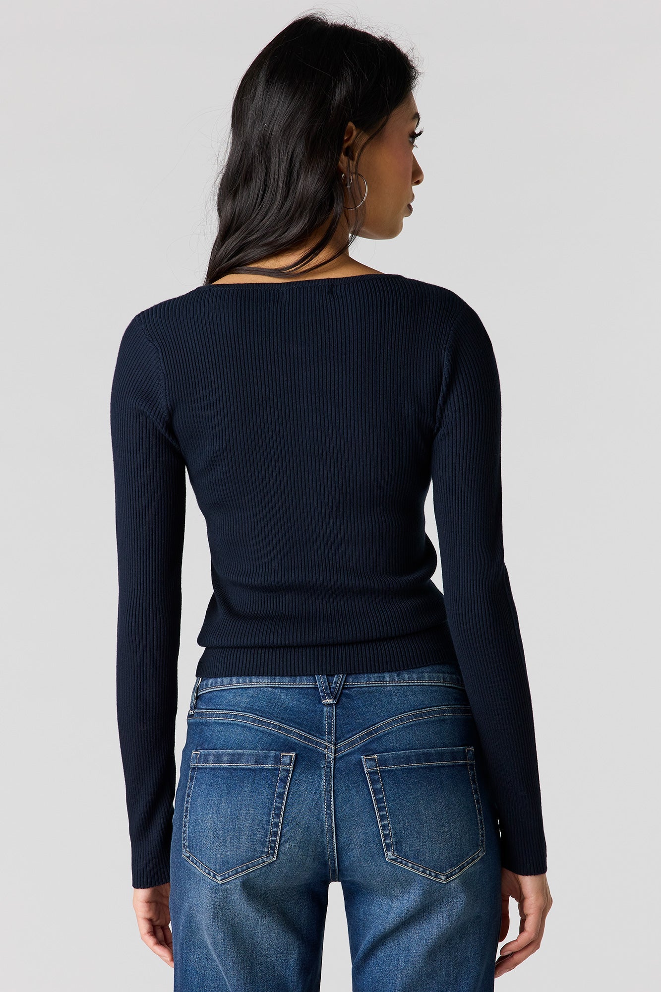 Ribbed Knit Button Front Cardigan