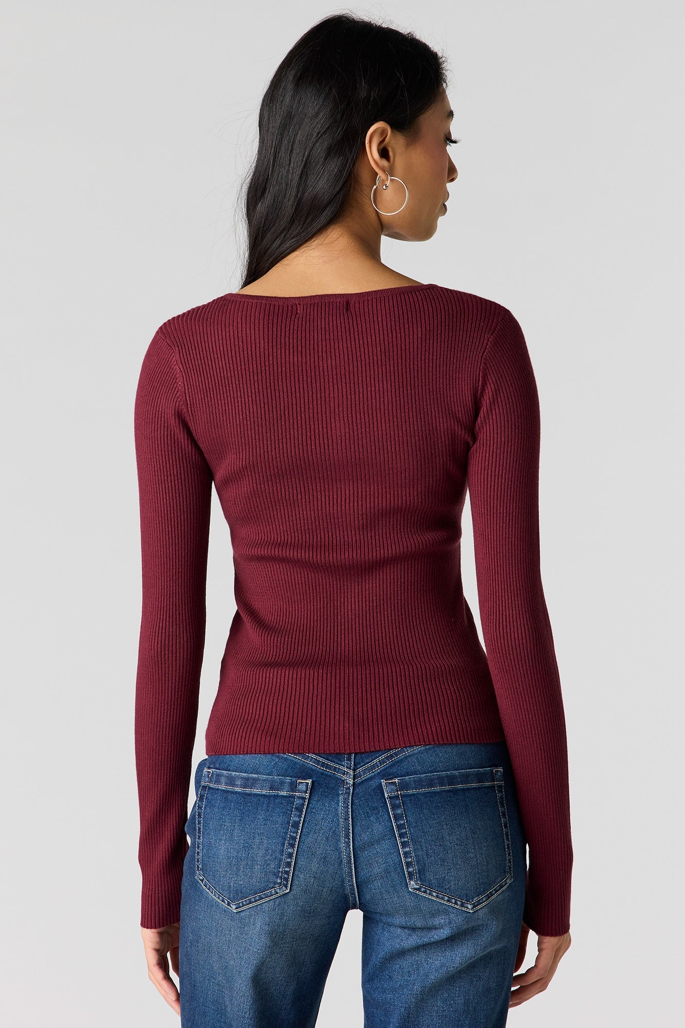 Ribbed Knit Button Front Cardigan