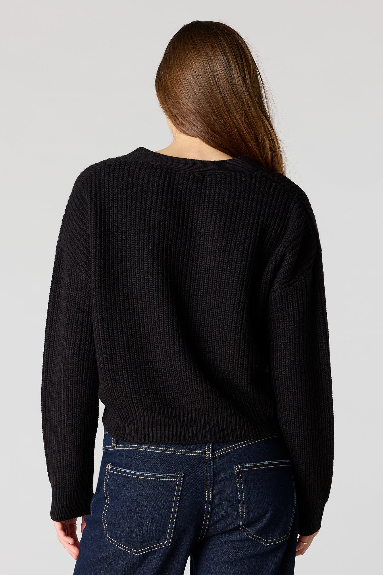 Ribbed Knit Button-Up Cardigan