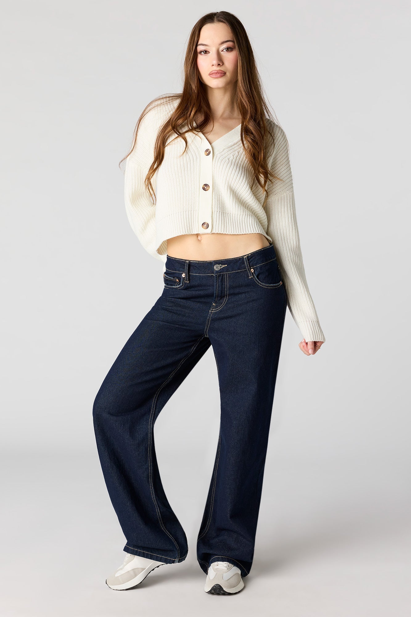 Ribbed Knit Button-Up Cardigan