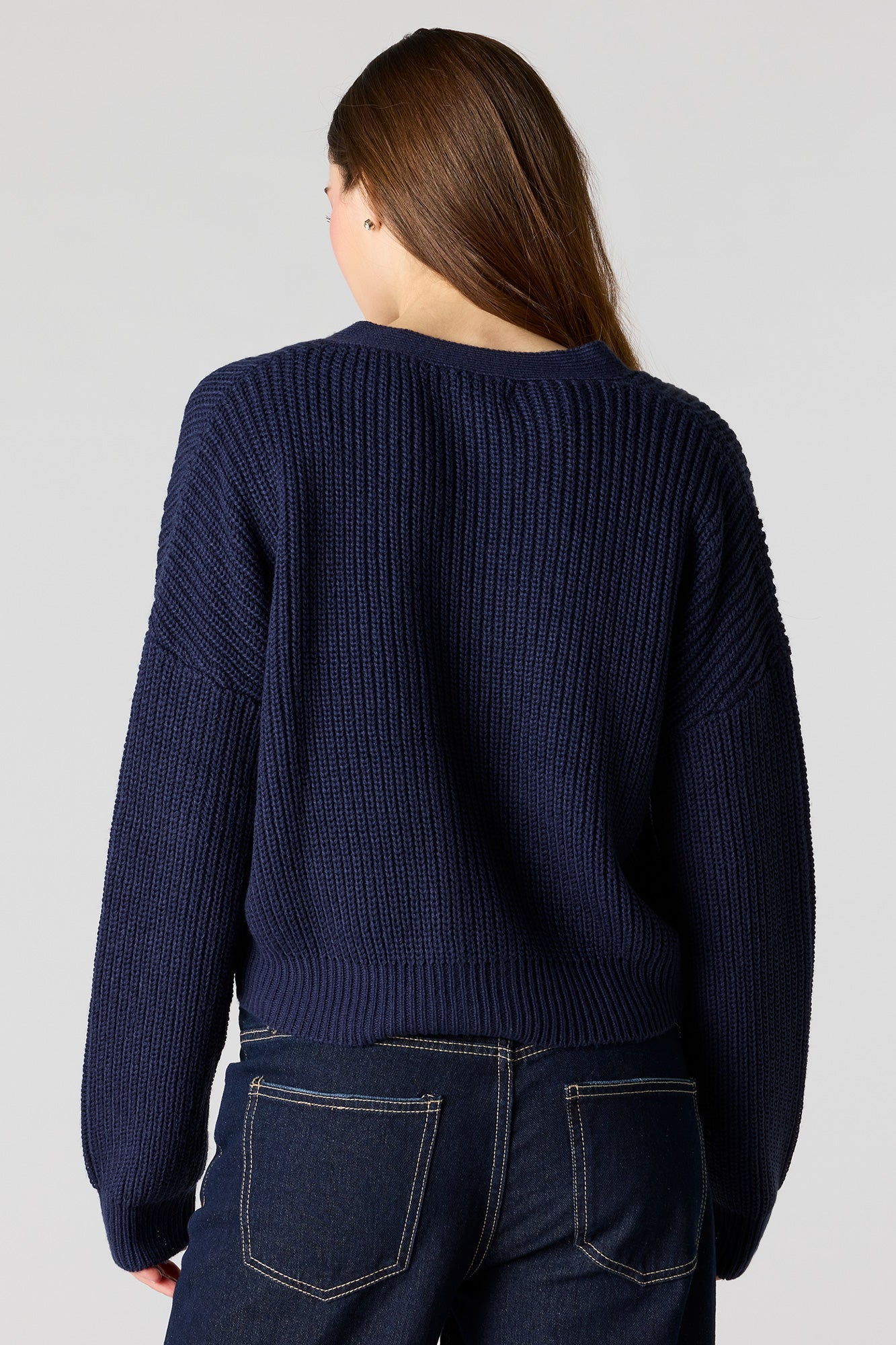 Ribbed Knit Button-Up Cardigan