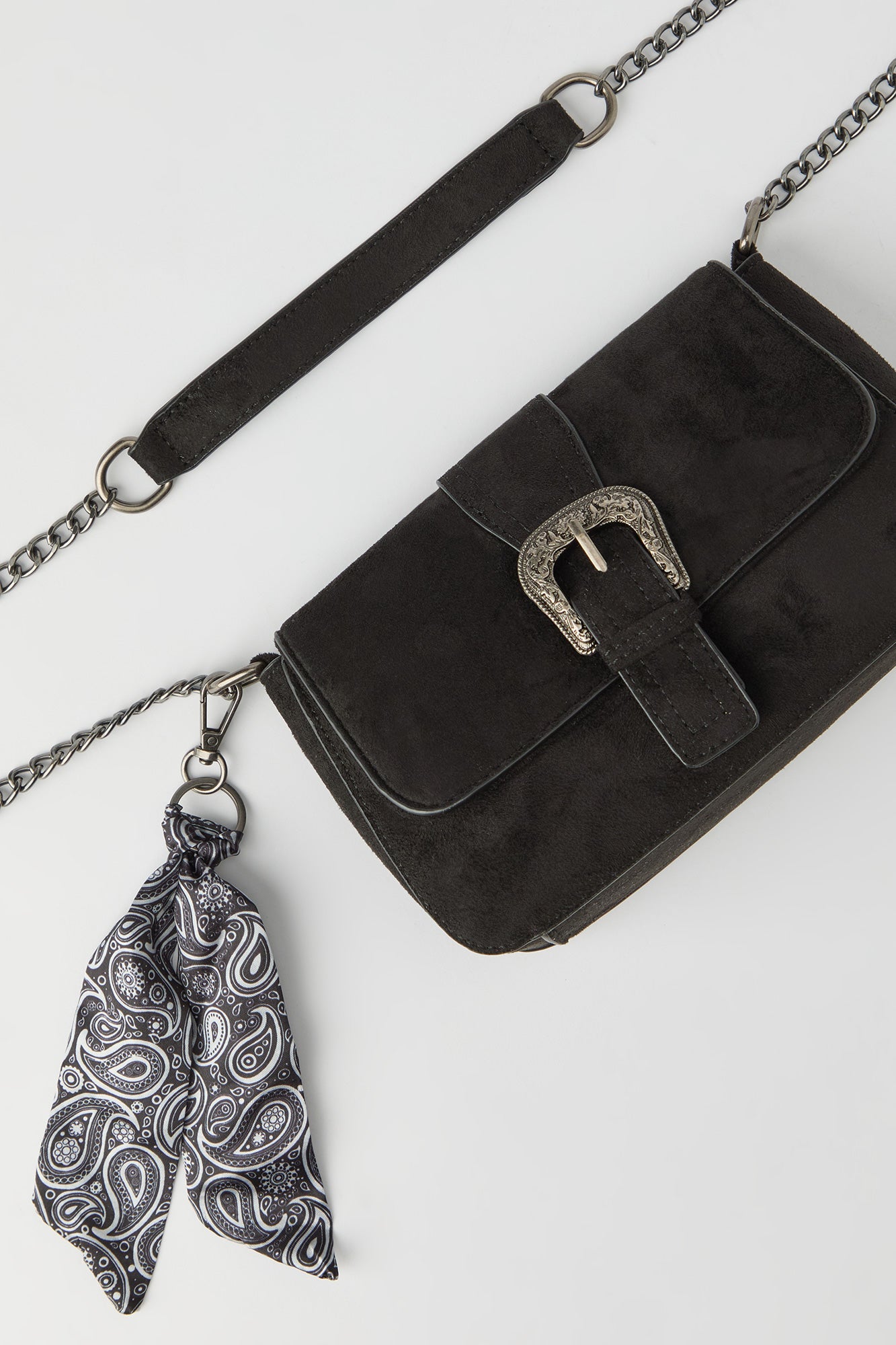 Suede Cross Body Bag with Keychain
