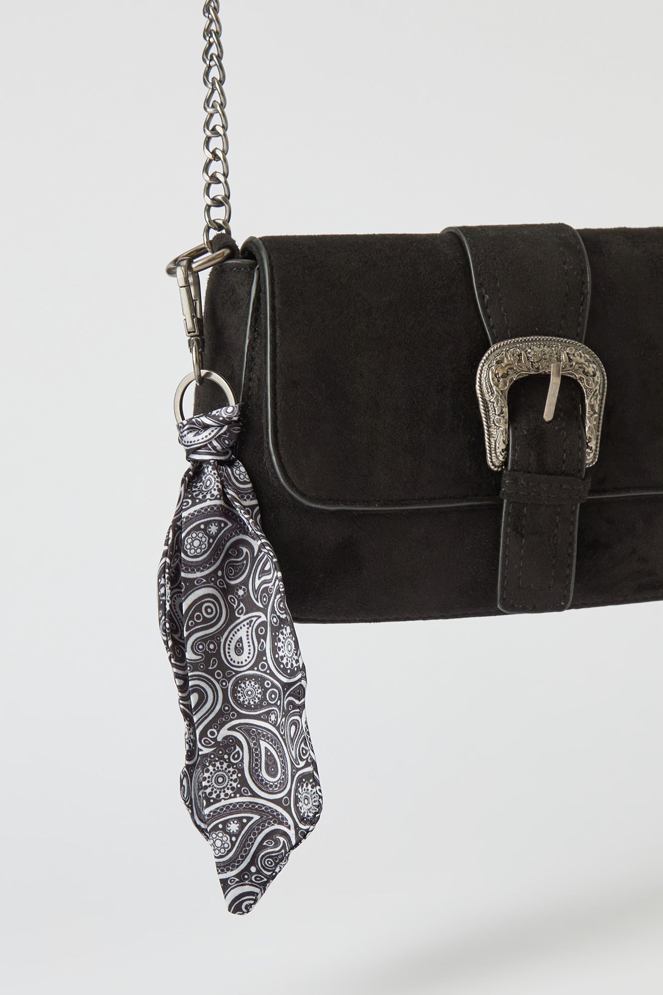 Suede Cross Body Bag with Keychain