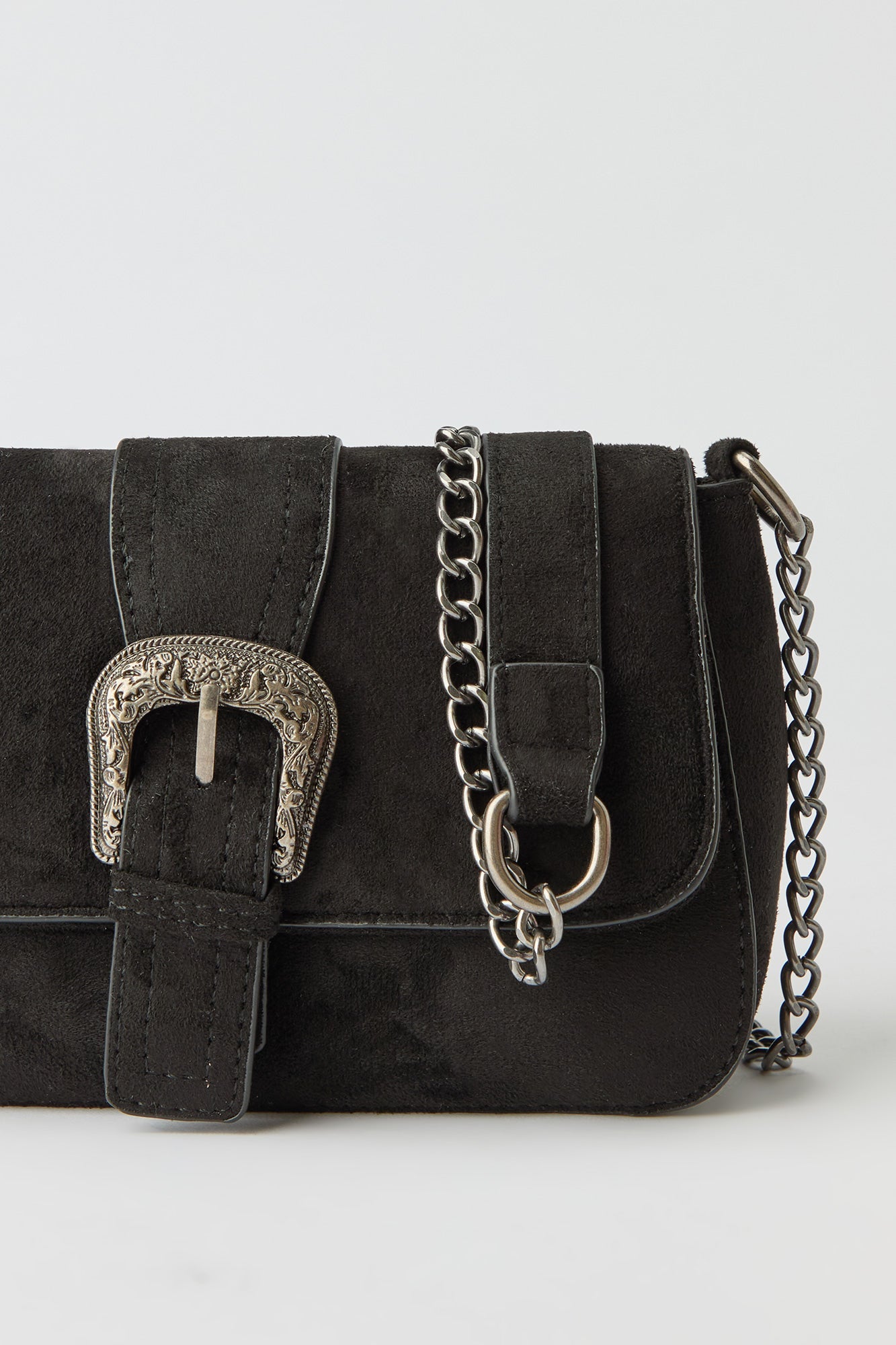 Suede Cross Body Bag with Keychain