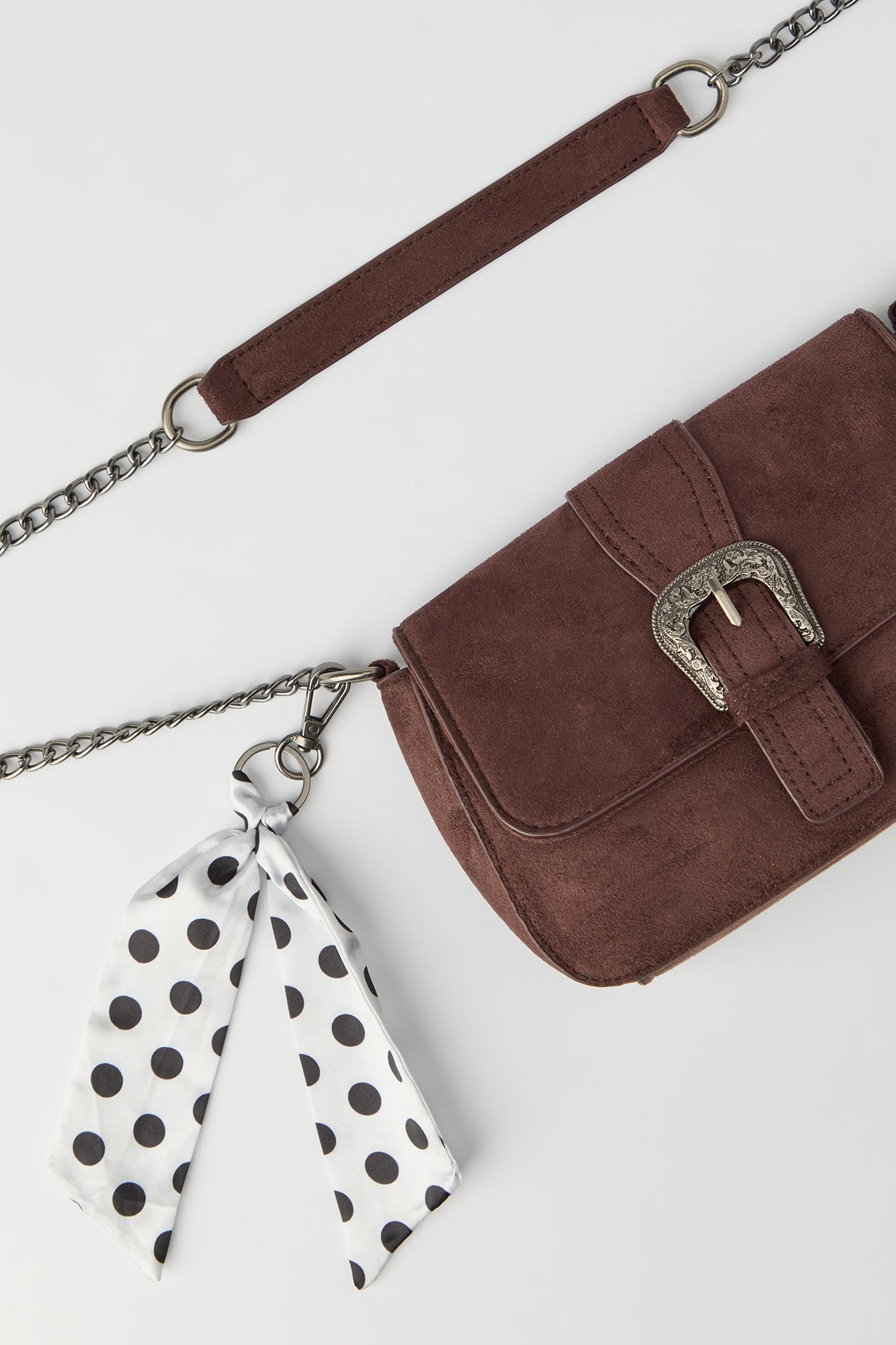 Suede Cross Body Bag with Keychain