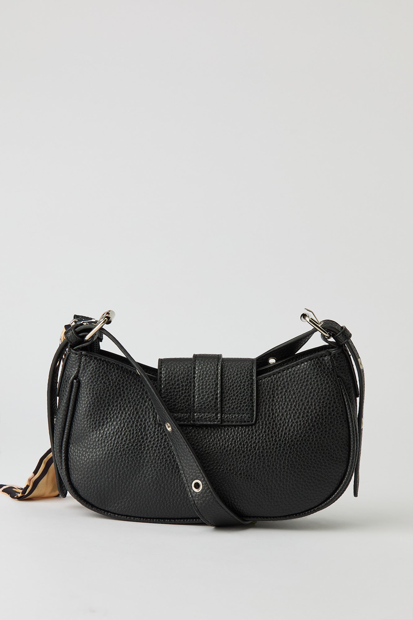 Faux Leather Belted Purse with Scarf