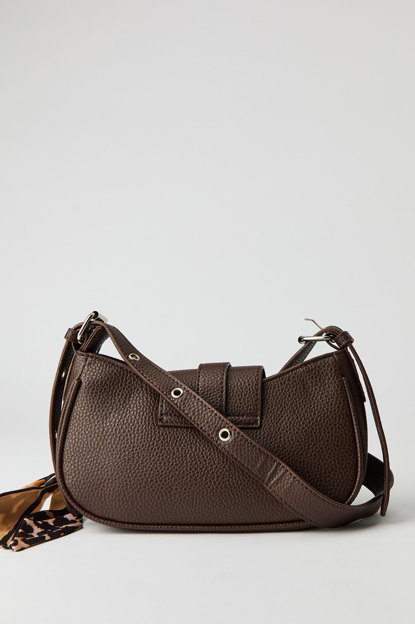 Faux Leather Belted Purse with Scarf