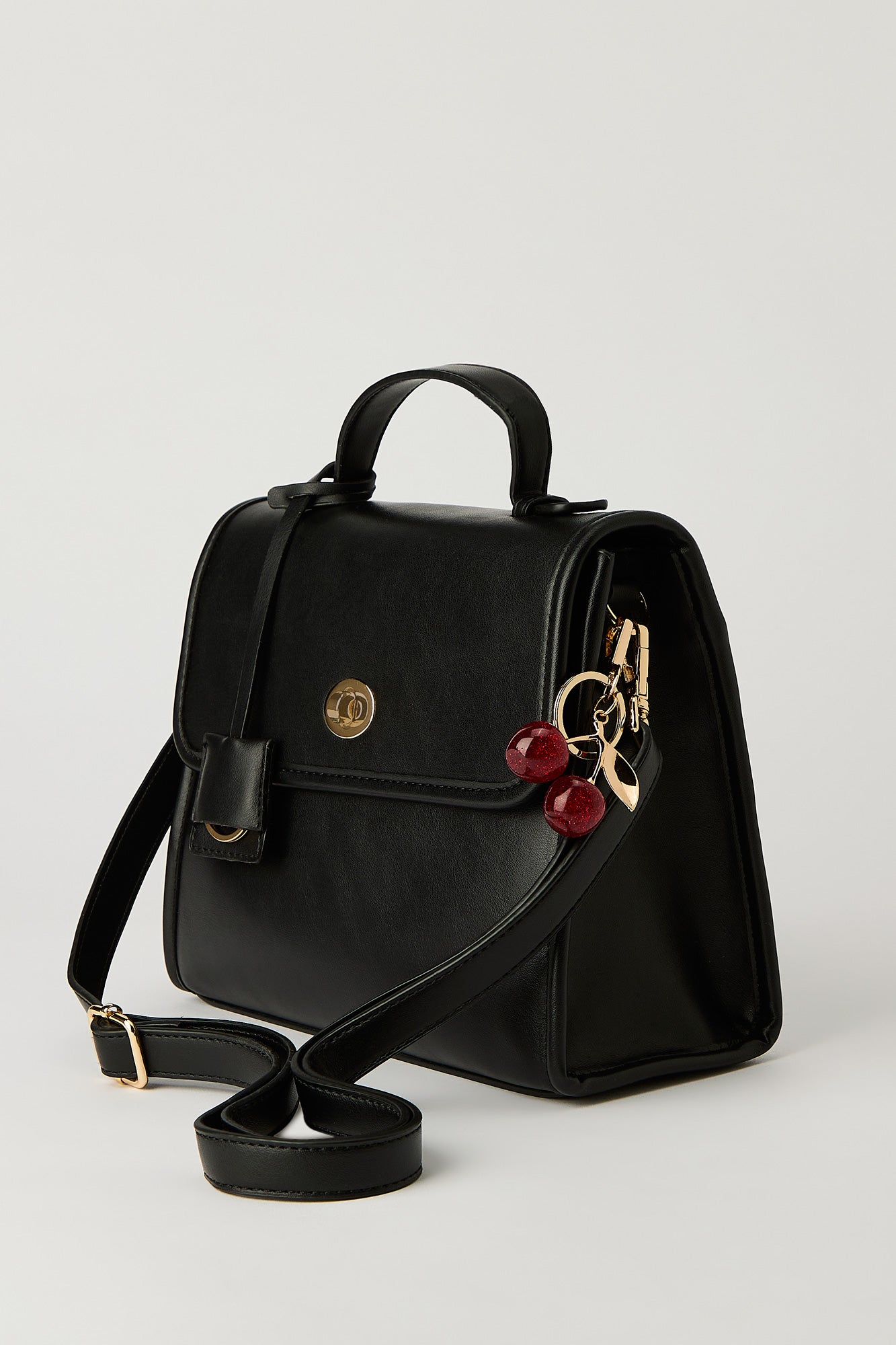 Faux Leather Saddle Bag with Keychain