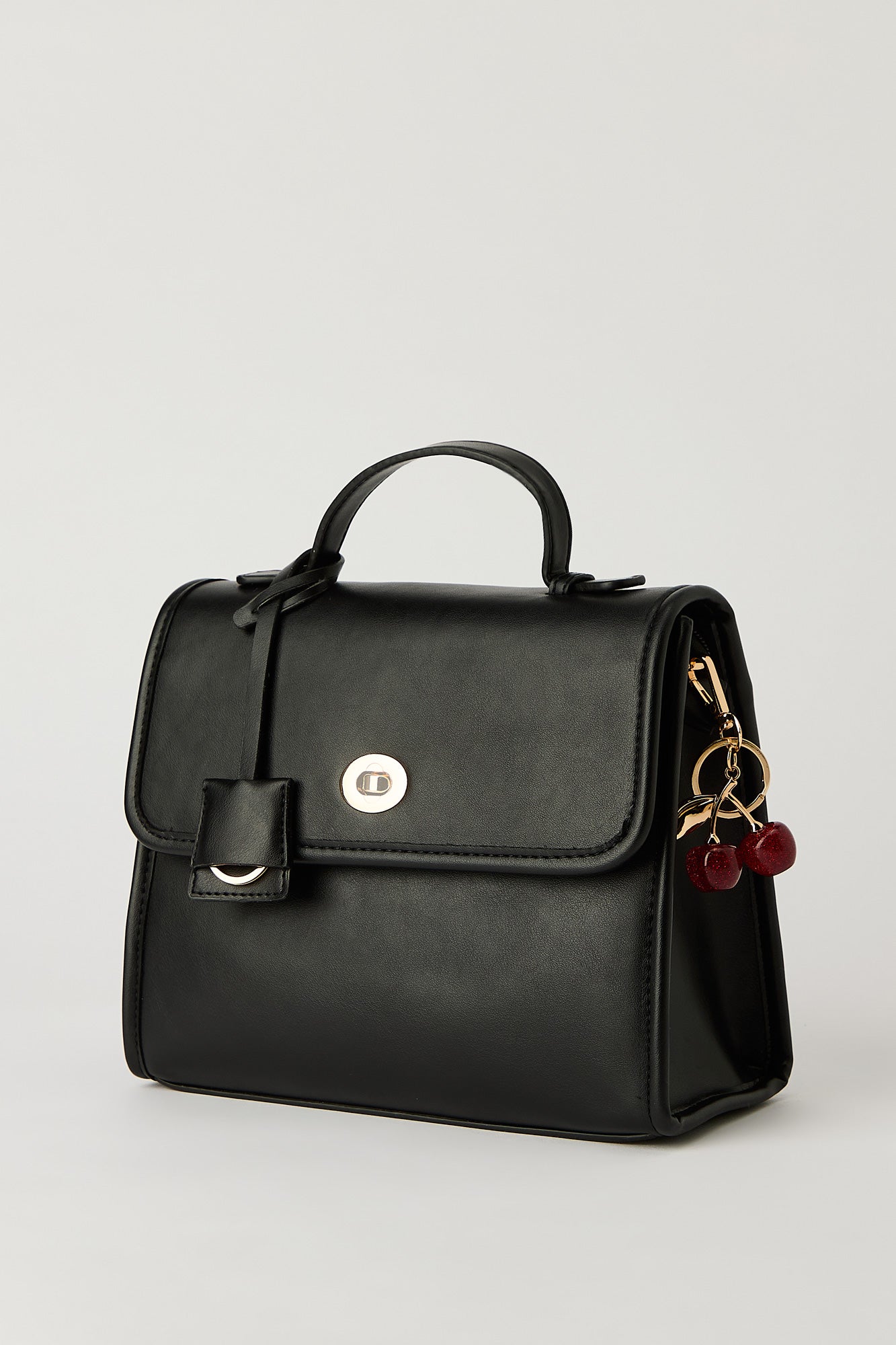 Faux Leather Saddle Bag with Keychain
