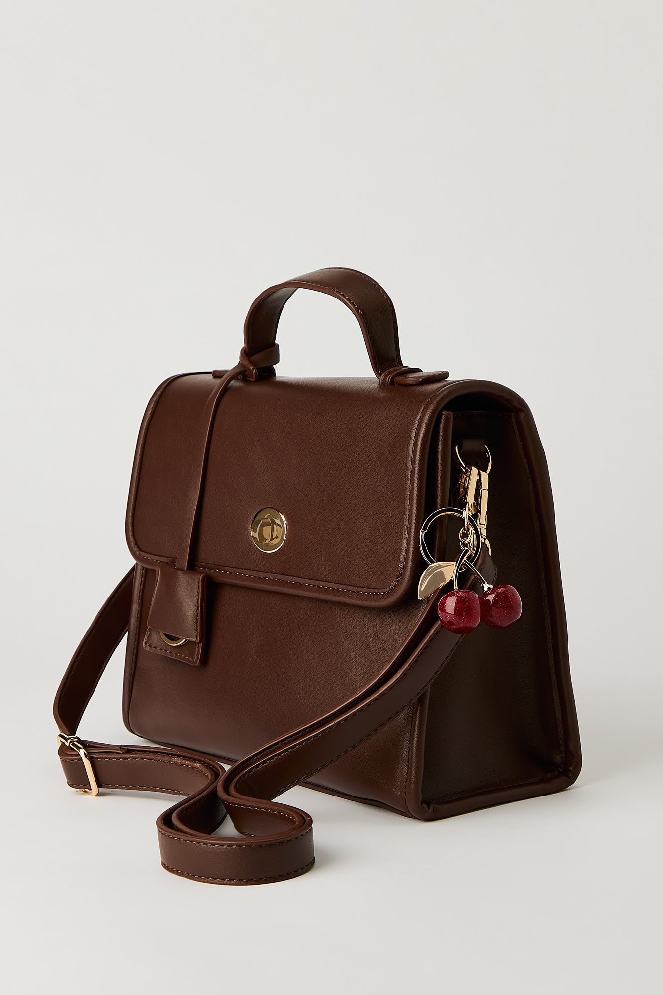 Faux Leather Saddle Bag with Keychain