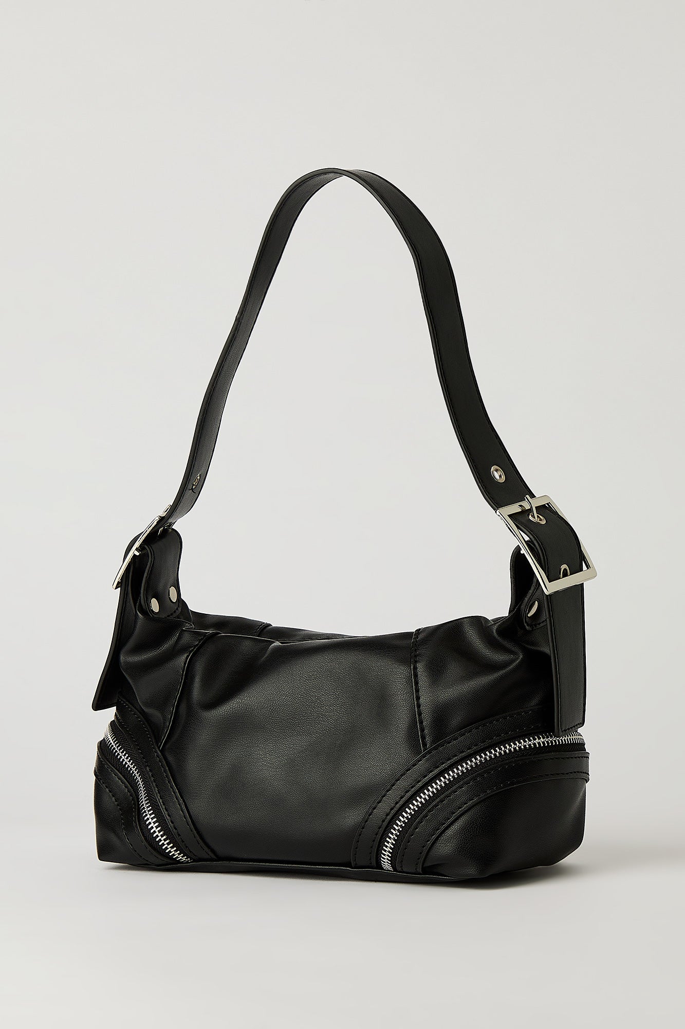 Faux Leather Zipper Hand Bag
