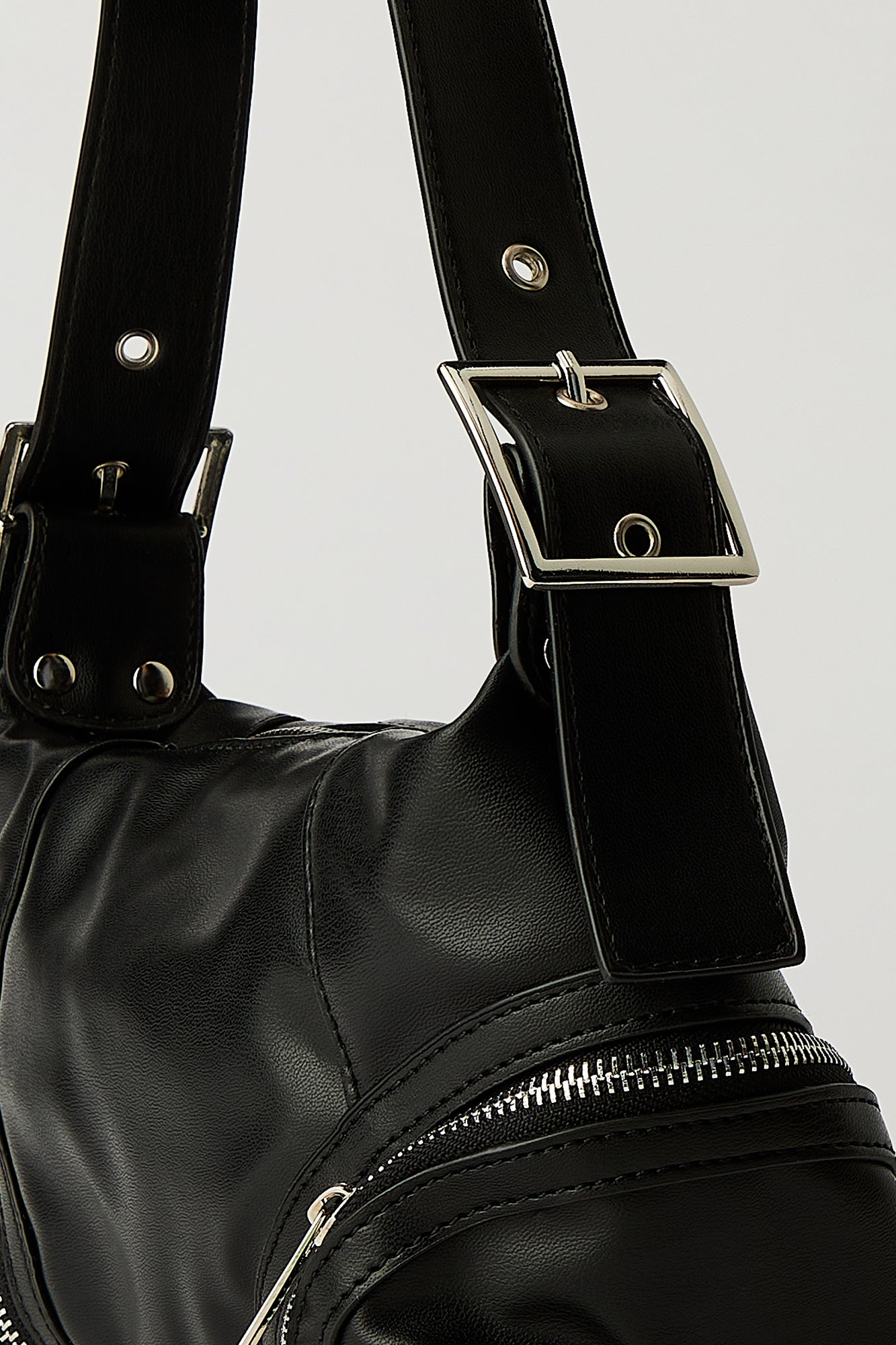 Faux Leather Zipper Hand Bag
