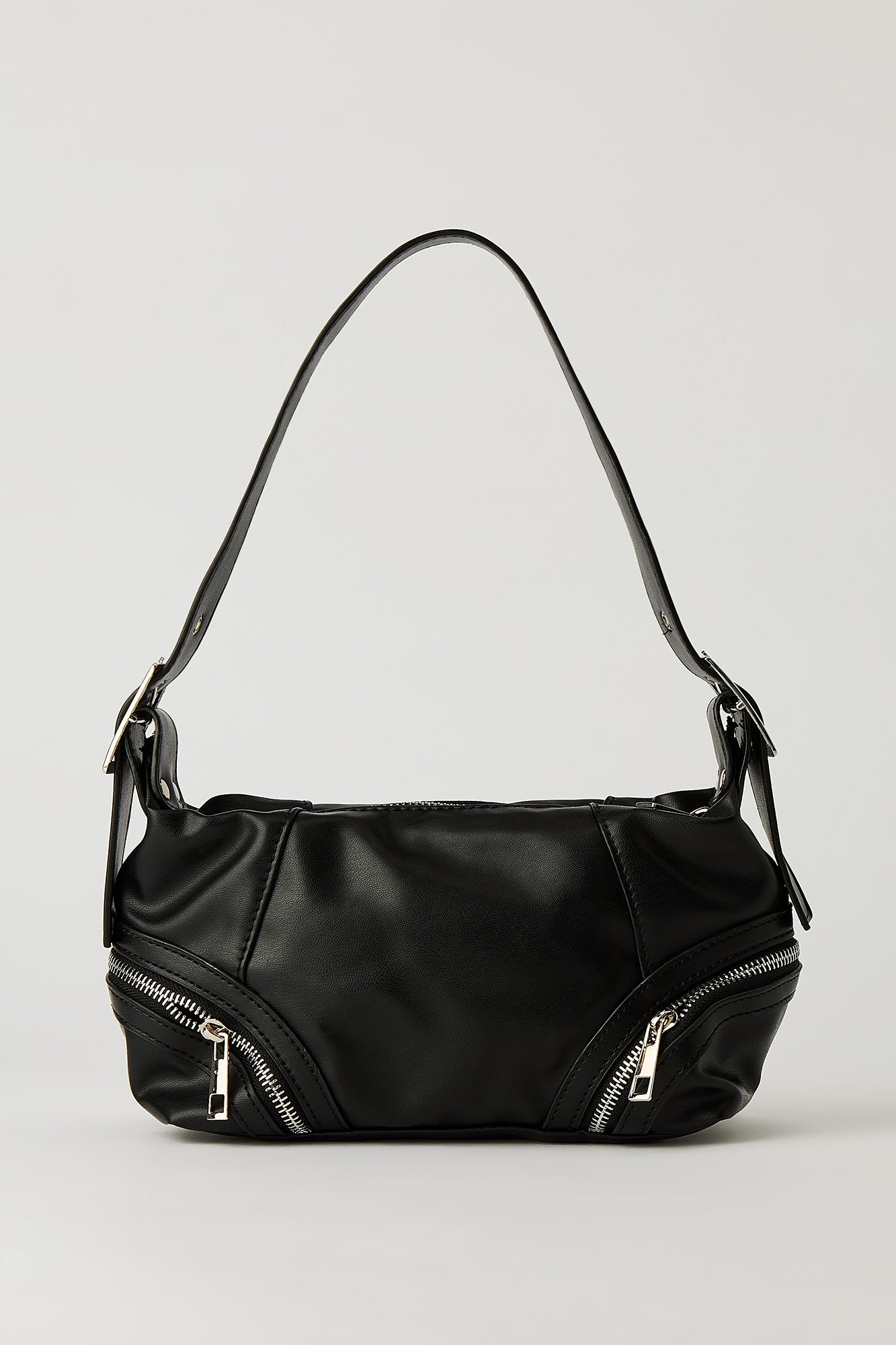 Faux Leather Zipper Hand Bag