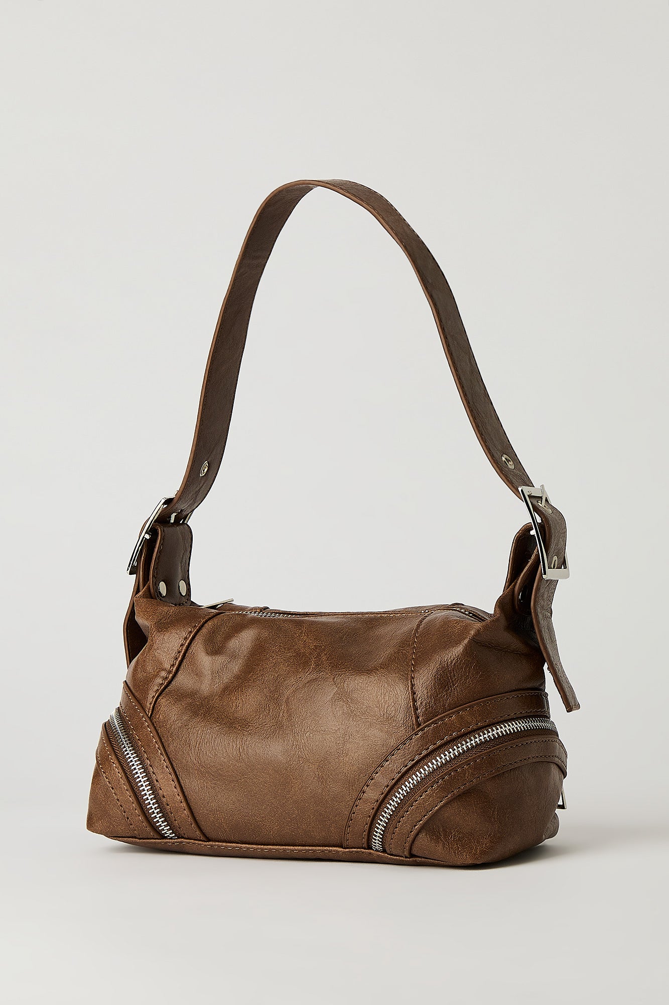 Faux Leather Zipper Hand Bag