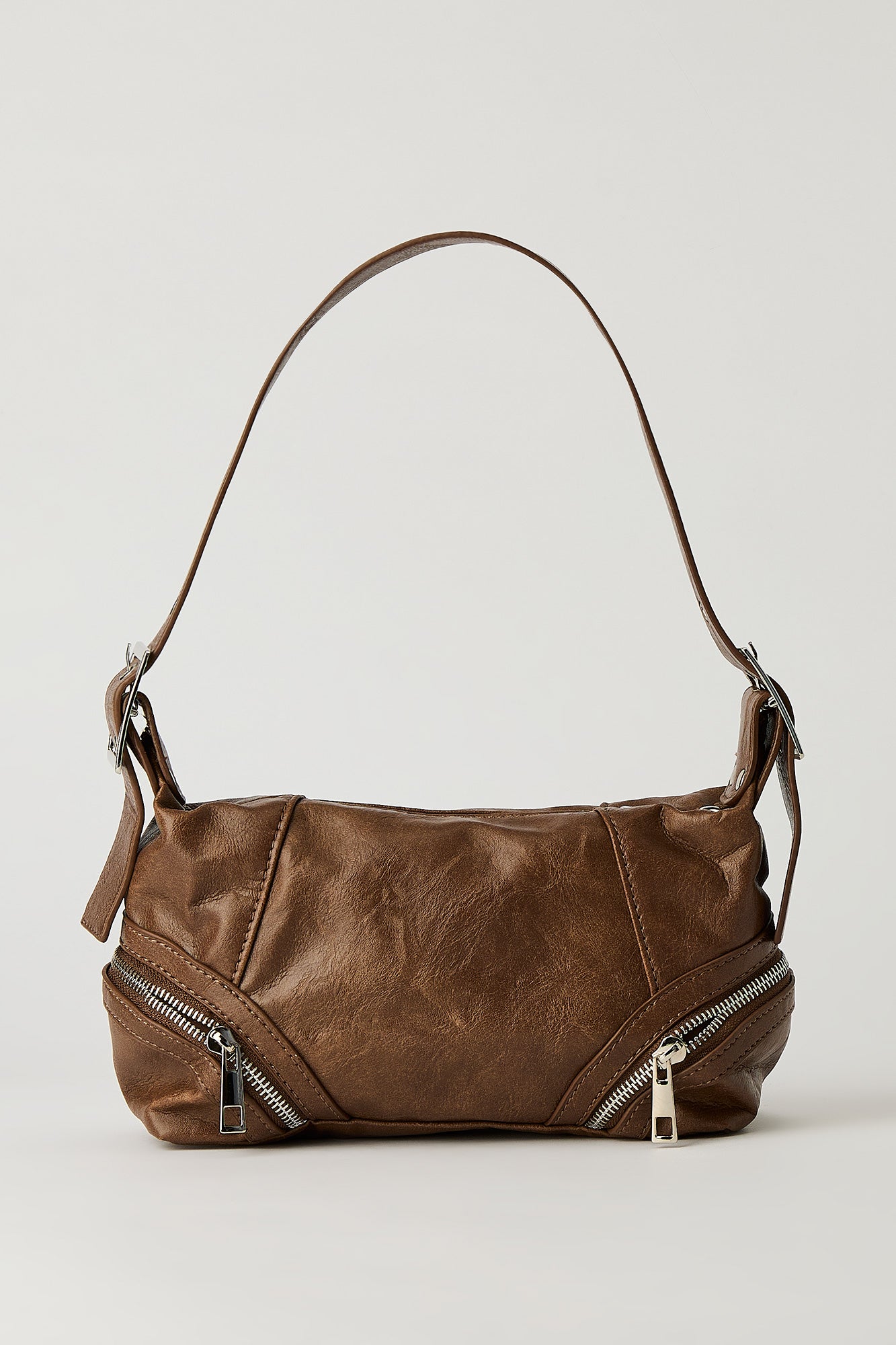 Faux Leather Zipper Hand Bag