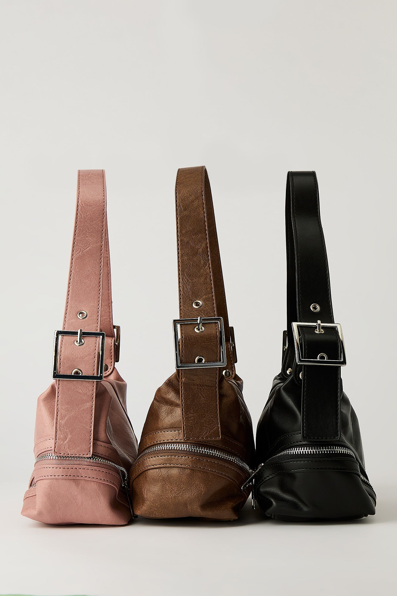 Faux Leather Zipper Hand Bag