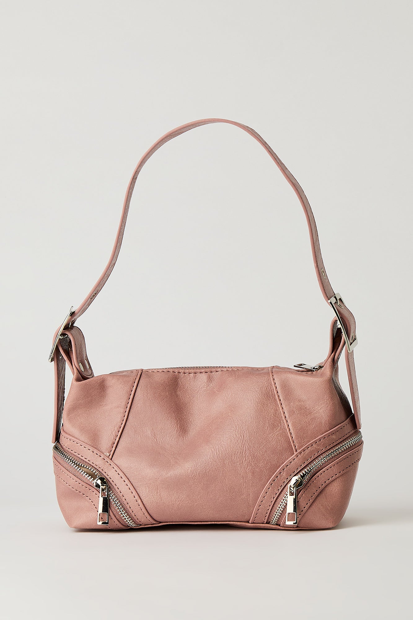 Faux Leather Zipper Hand Bag