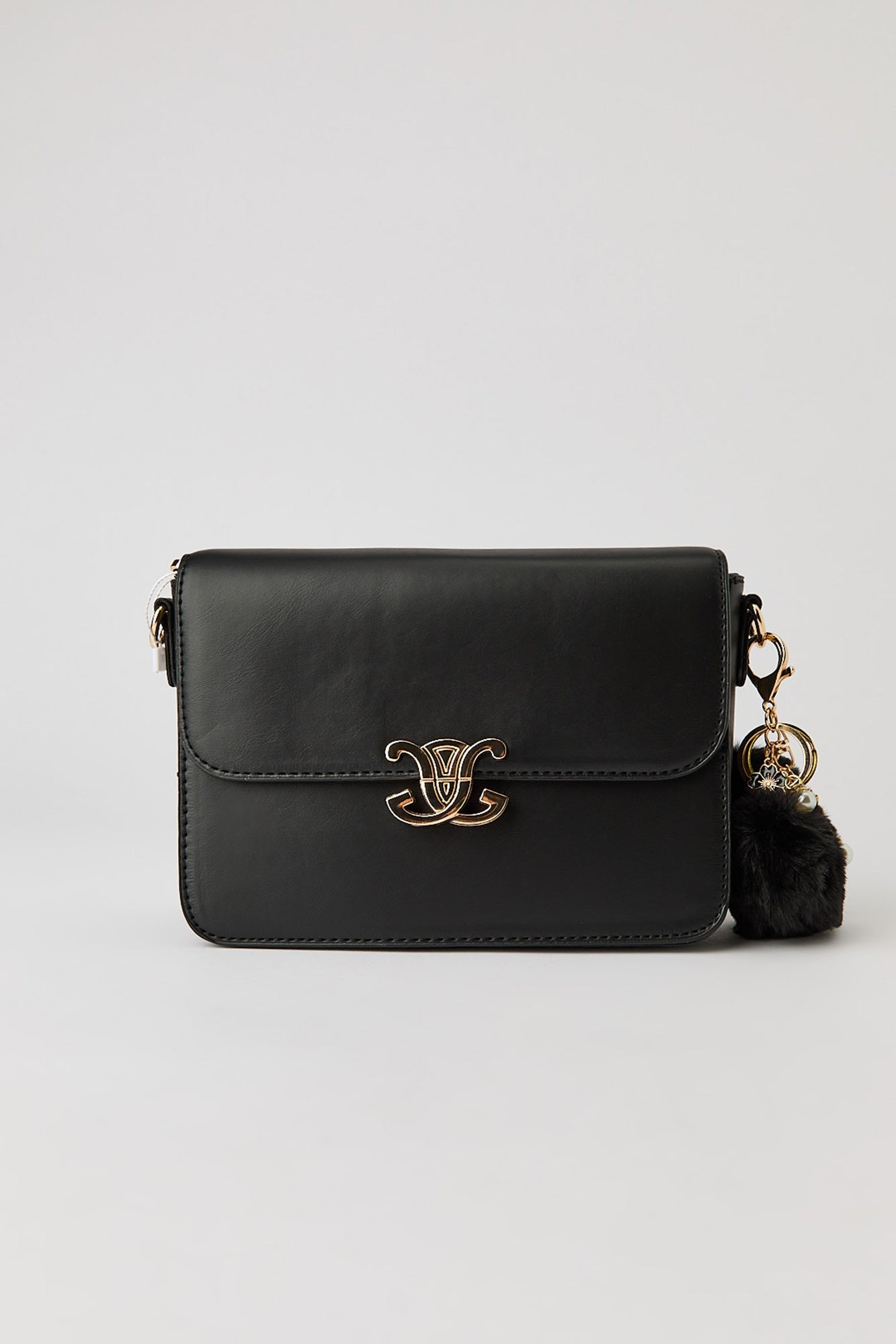 Faux Leather Crossbody Purse with Keychain