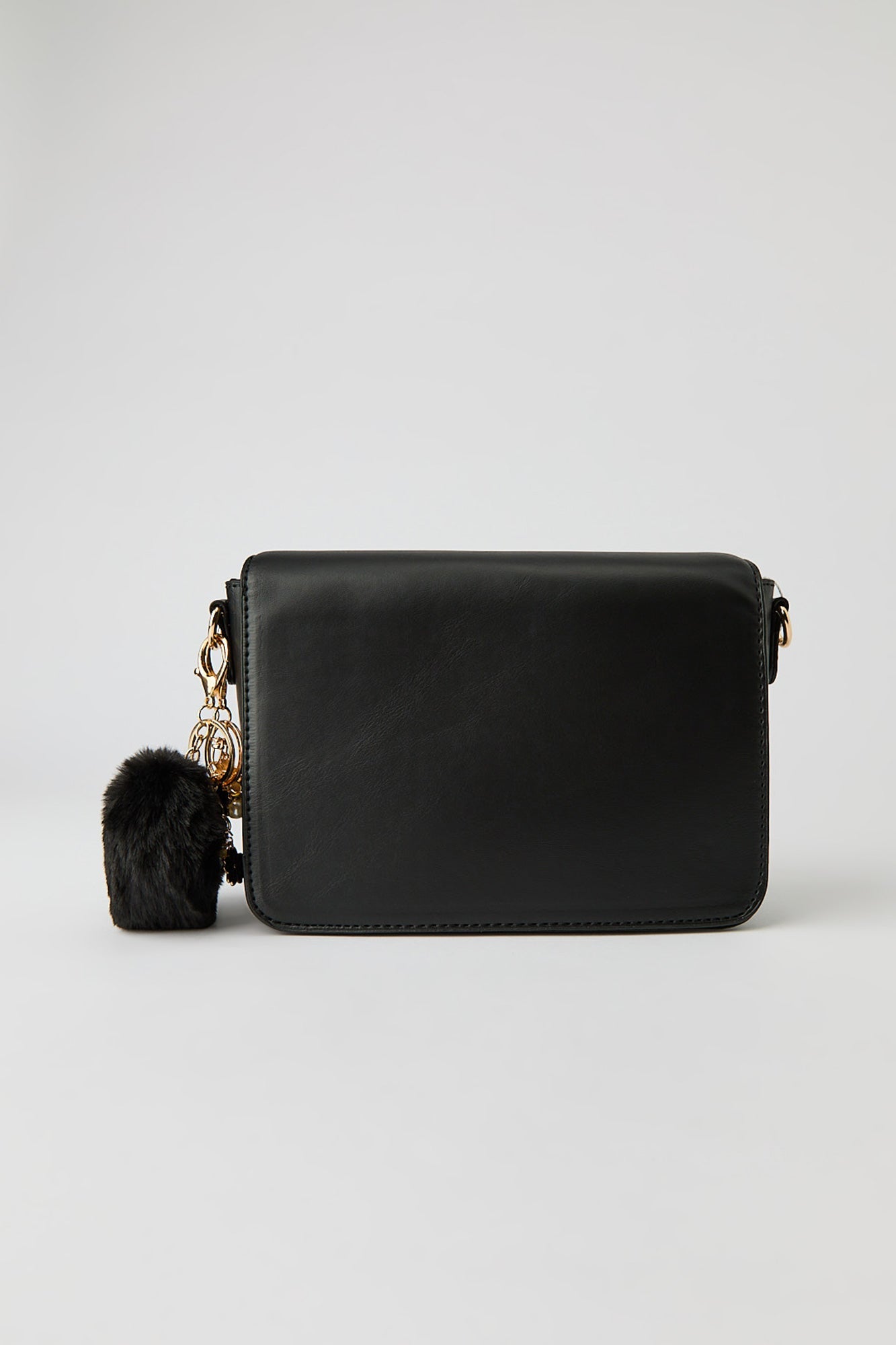 Faux Leather Crossbody Purse with Keychain