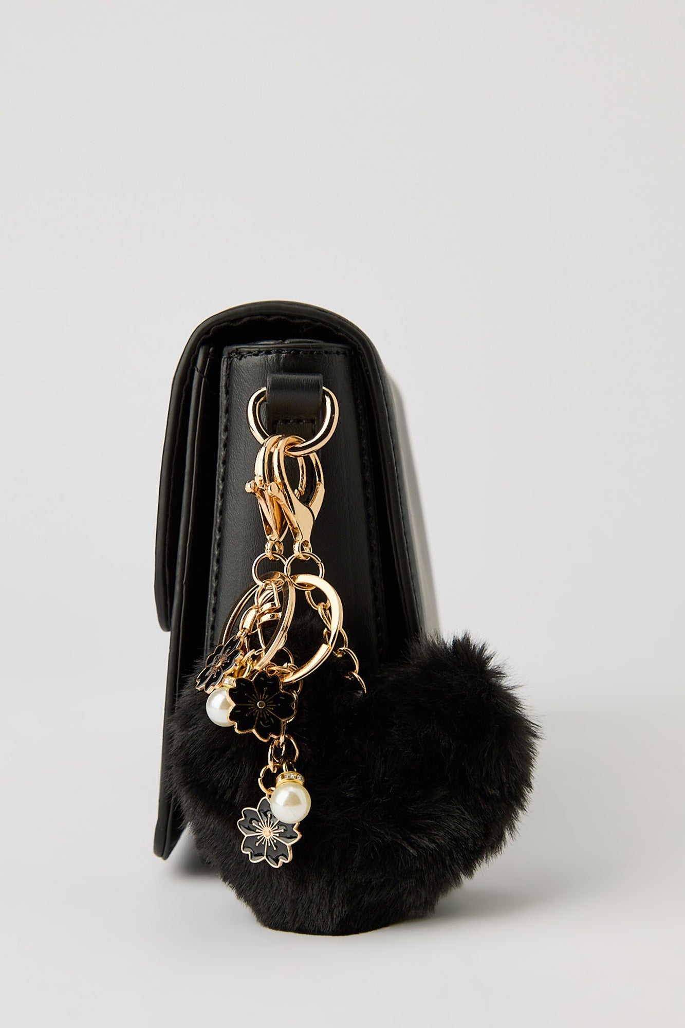 Faux Leather Crossbody Purse with Keychain