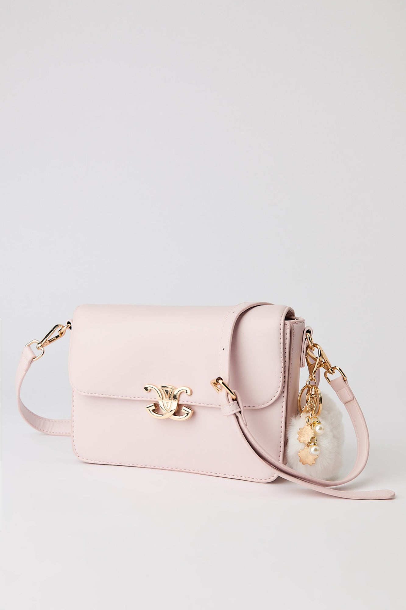 Faux Leather Crossbody Purse with Keychain