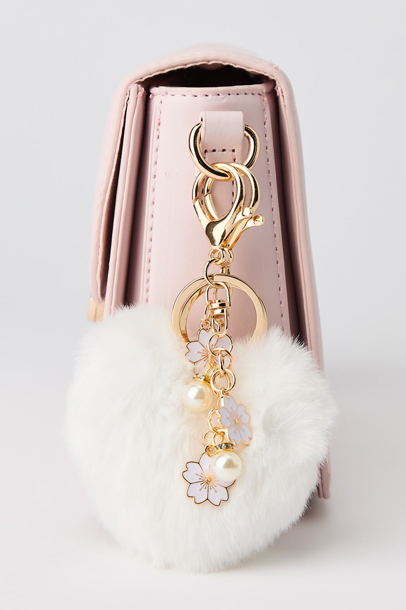 Faux Leather Crossbody Purse with Keychain
