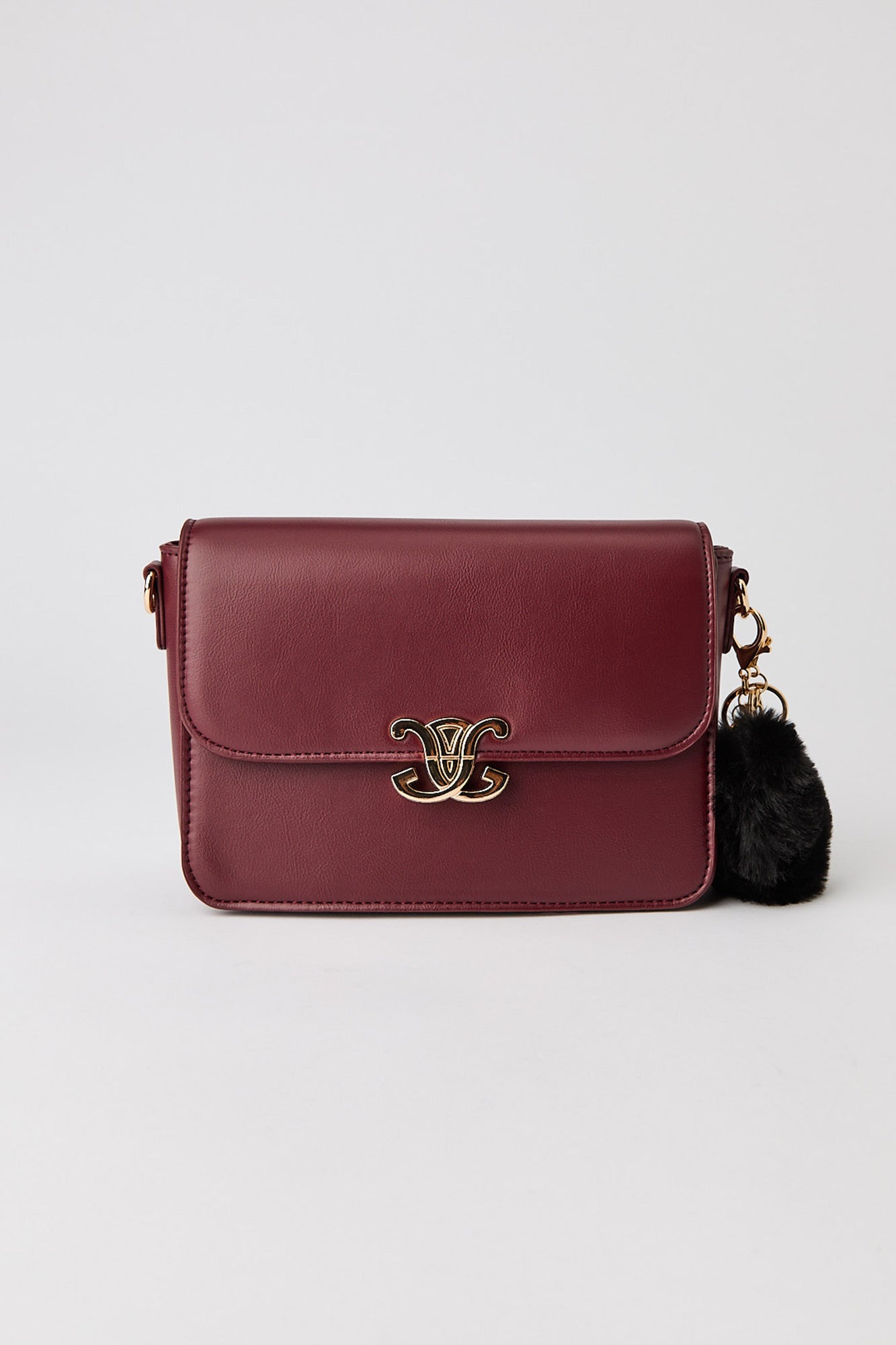 Faux Leather Crossbody Purse with Keychain