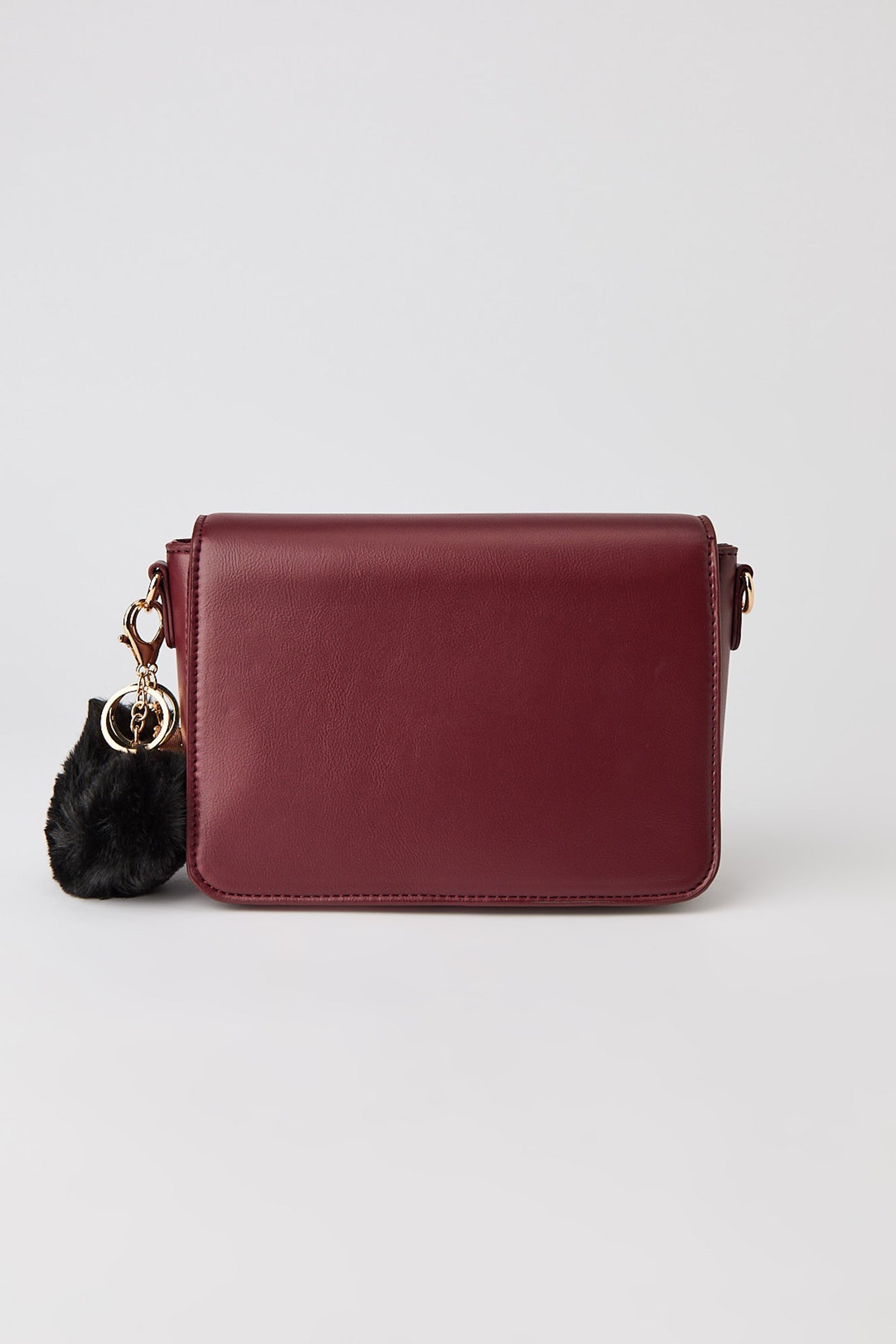 Faux Leather Crossbody Purse with Keychain