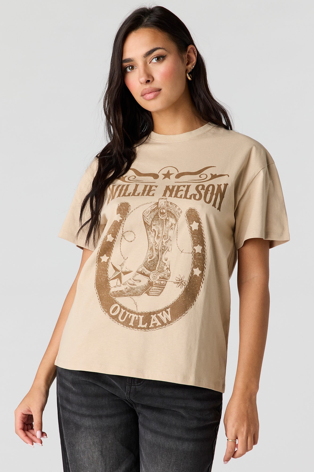 Willie Nelson Graphic Boyfriend T-Shirt