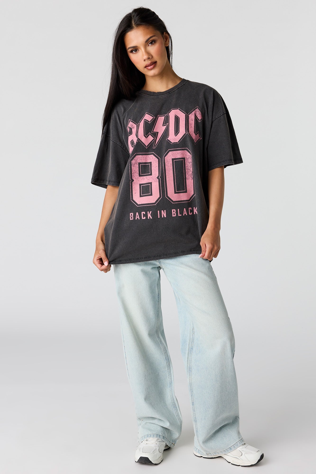 AC/DC Graphic Washed Boyfriend T-Shirt