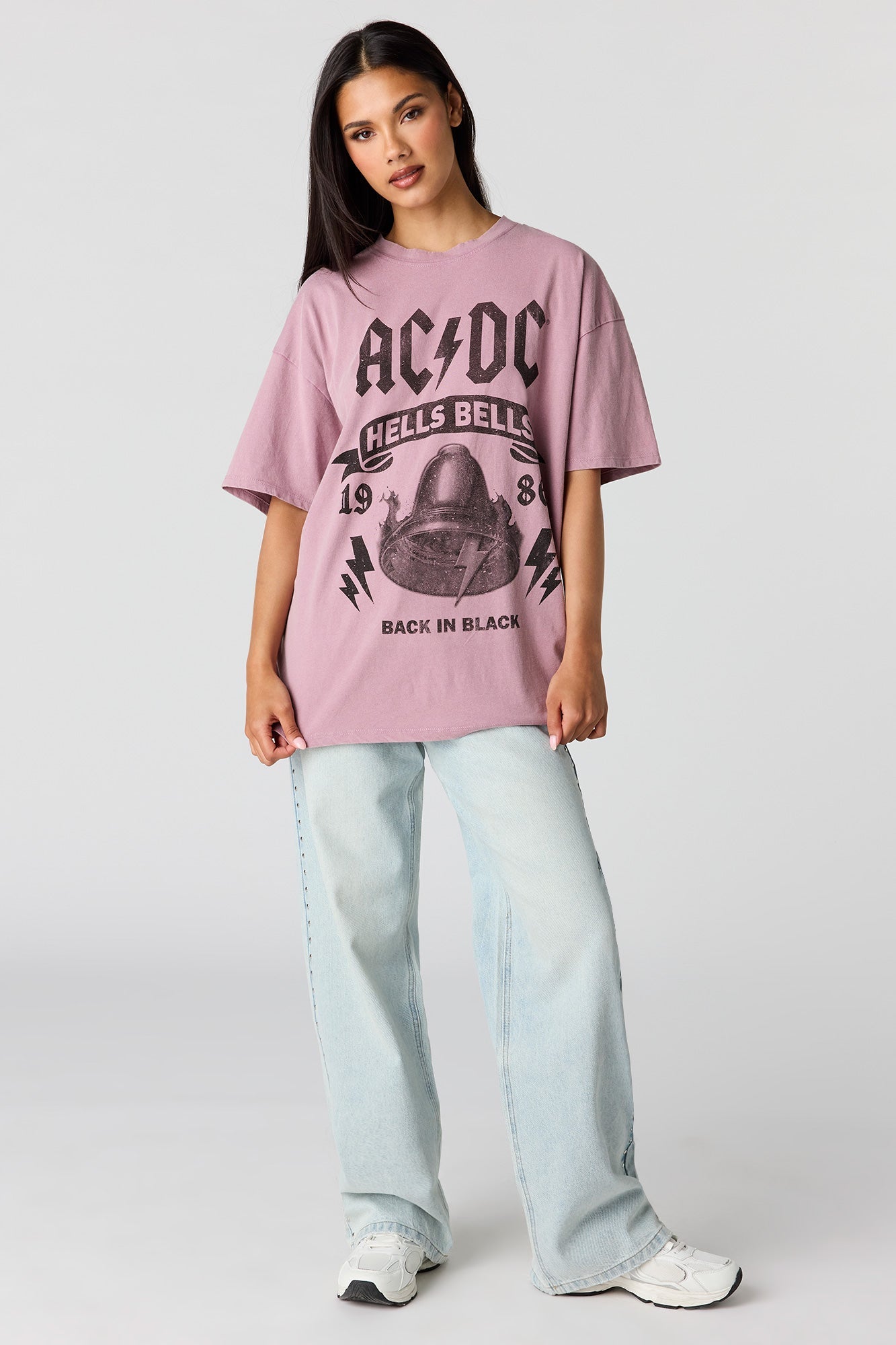 AC/DC Graphic Washed Boyfriend T-Shirt