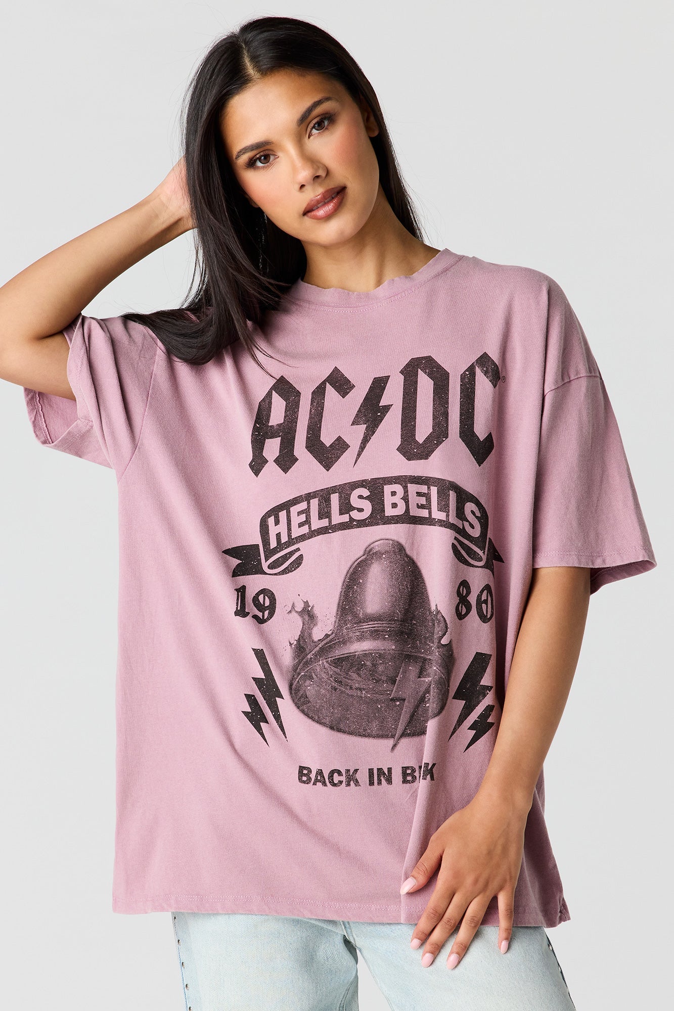 AC/DC Graphic Washed Boyfriend T-Shirt