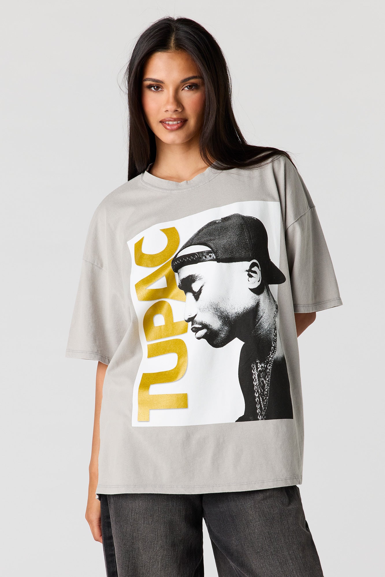 Tupac Graphic Washed Boyfriend T-Shirt