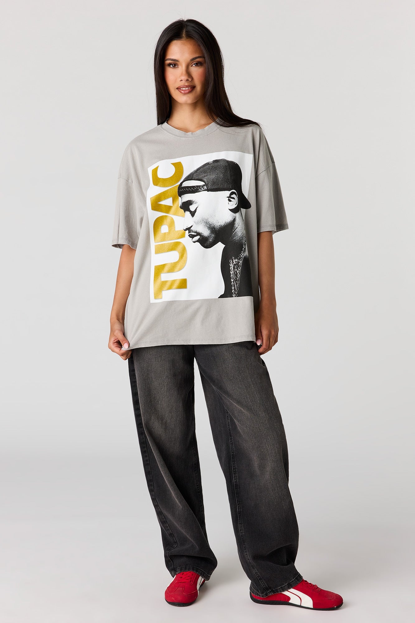 Tupac Graphic Washed Boyfriend T-Shirt
